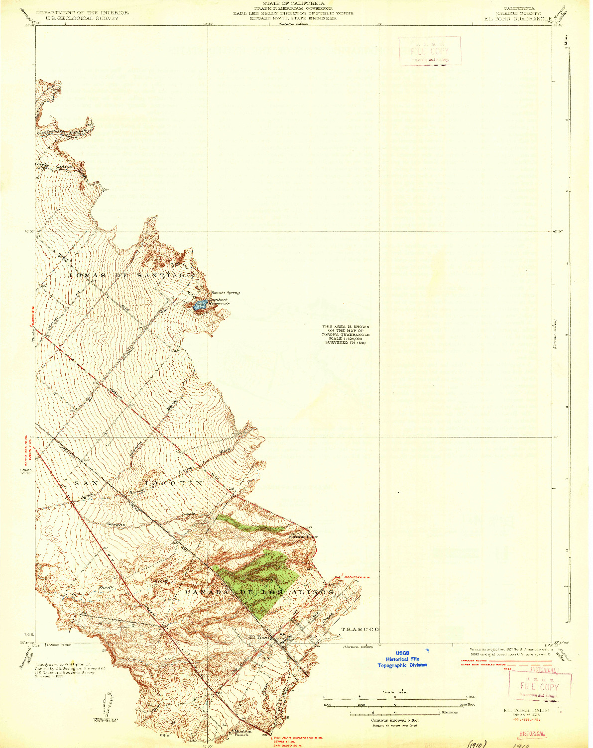 USGS 1:31680-SCALE QUADRANGLE FOR EL TORO, CA 1935