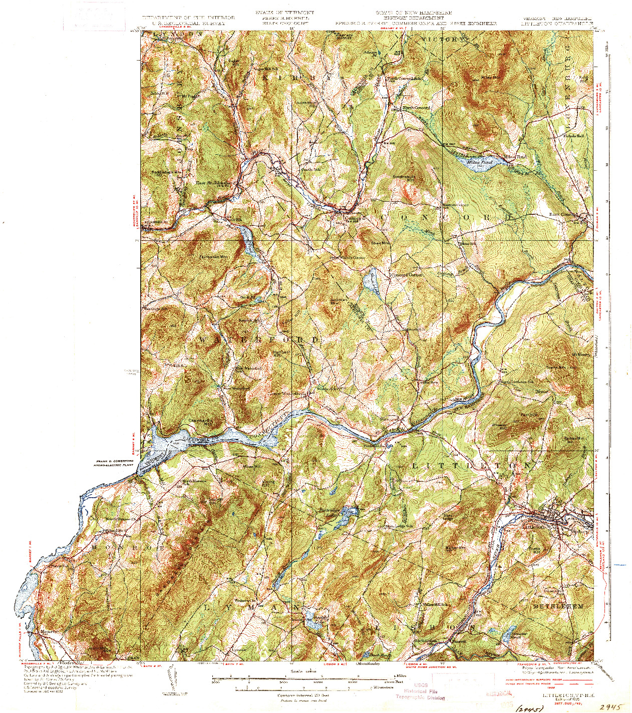 USGS 1:62500-SCALE QUADRANGLE FOR LITTLETON, VT 1935