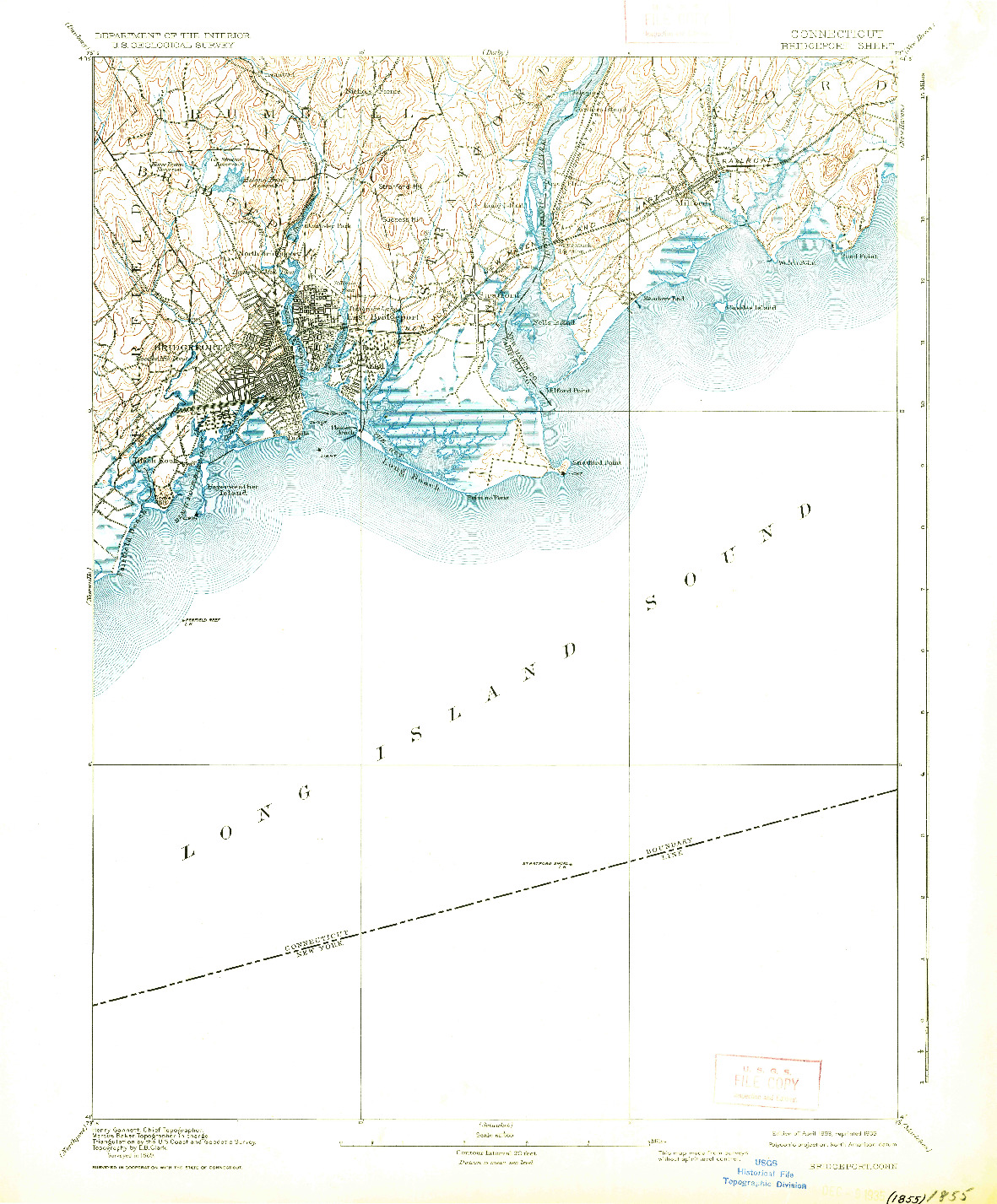 USGS 1:62500-SCALE QUADRANGLE FOR BRIDGEPORT, CT 1893