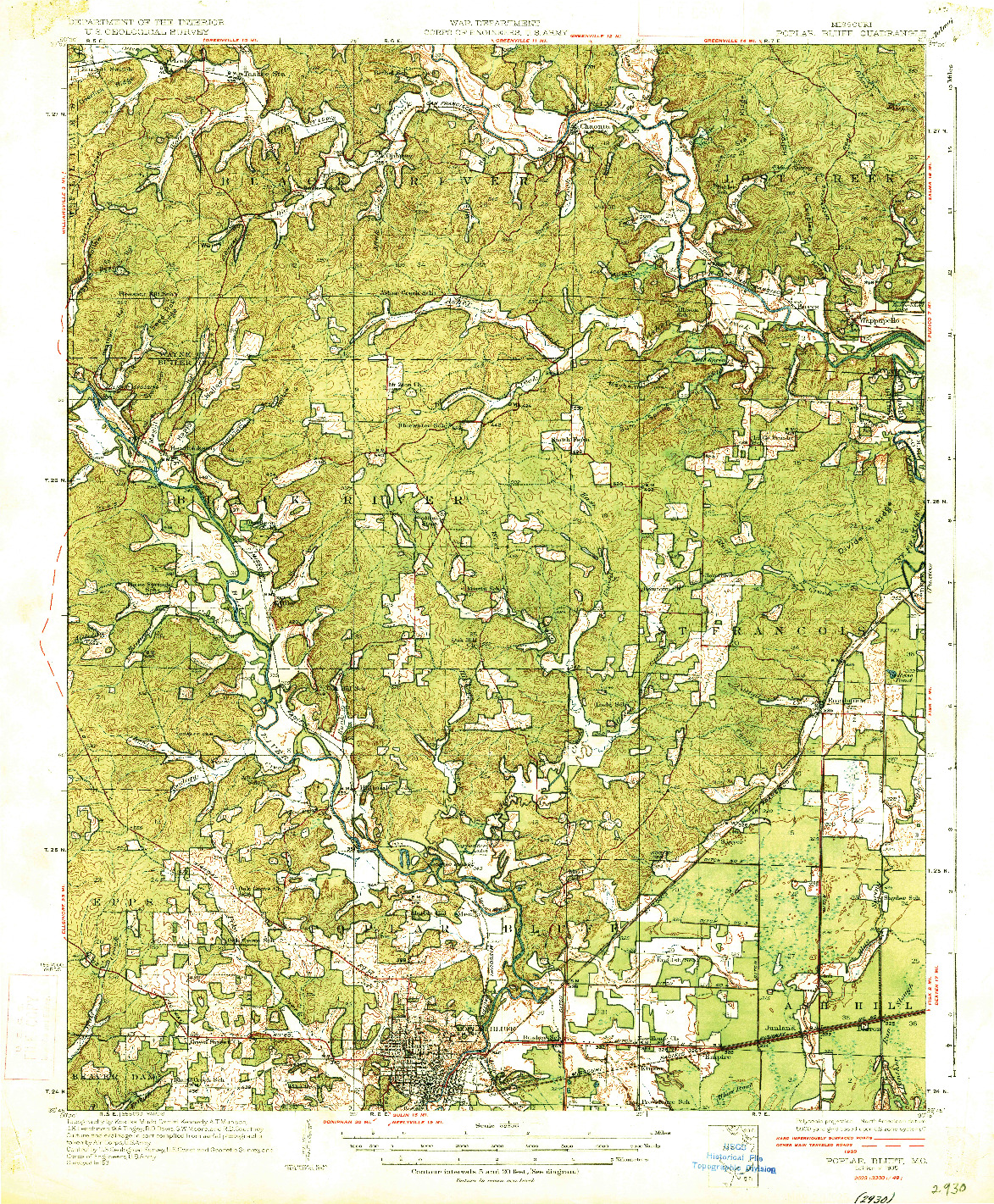 USGS 1:62500-SCALE QUADRANGLE FOR POPLAR BLUFF, MO 1935