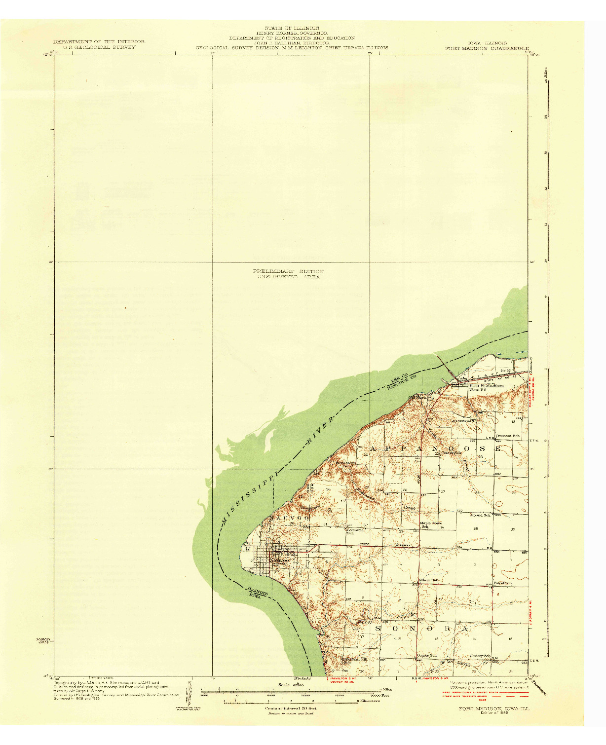 USGS 1:62500-SCALE QUADRANGLE FOR FORT MADISON, IA 1936