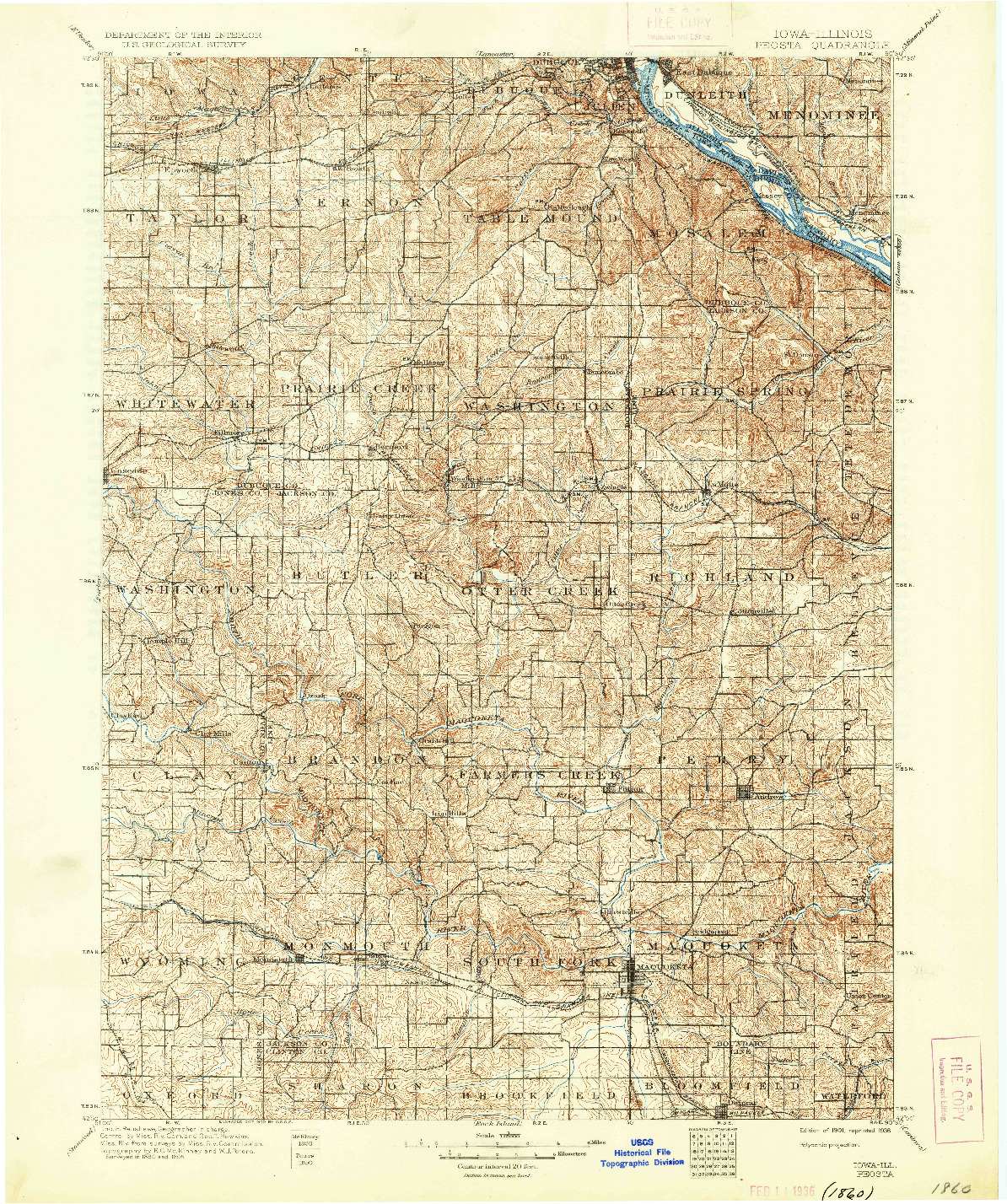 USGS 1:125000-SCALE QUADRANGLE FOR PEOSTA, IA 1901