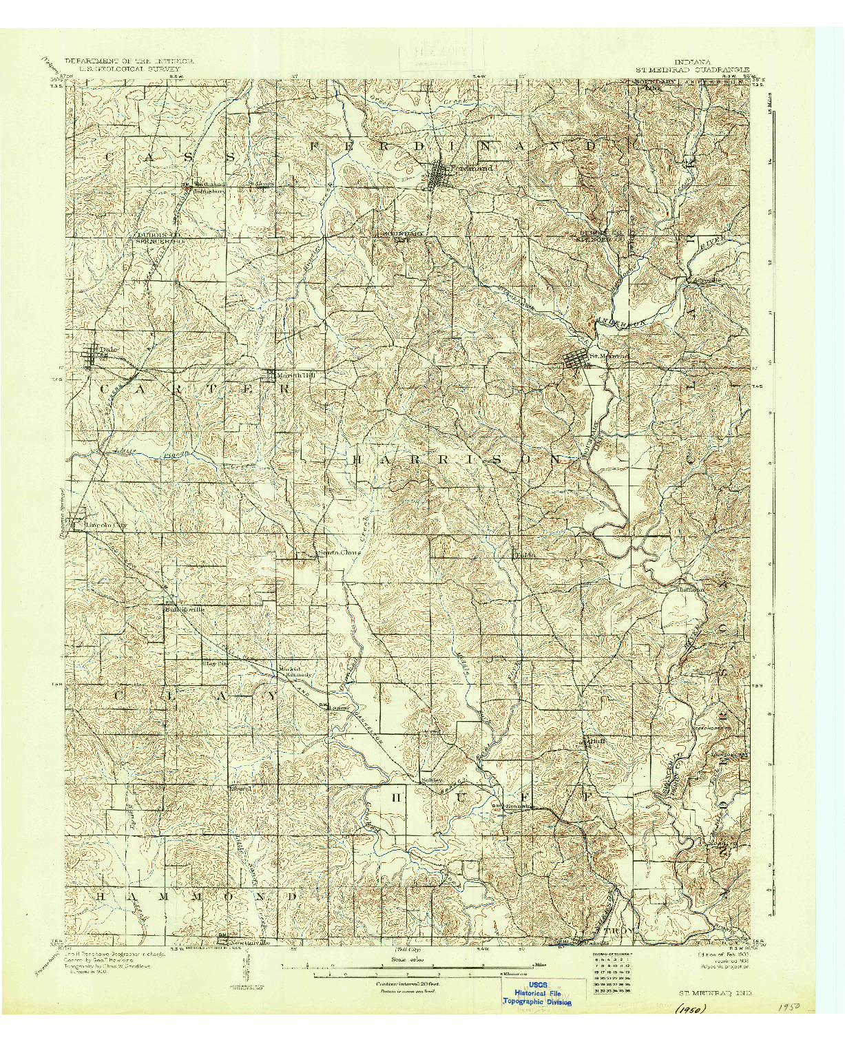 USGS 1:62500-SCALE QUADRANGLE FOR ST MEINRAD, IN 1903