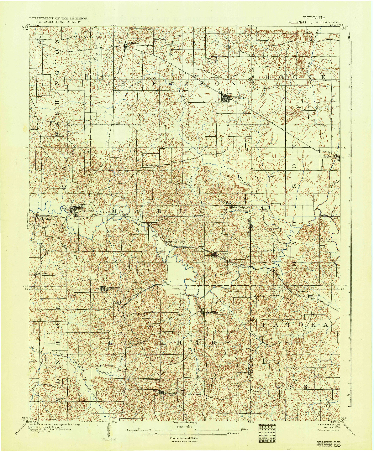USGS 1:62500-SCALE QUADRANGLE FOR VELPEN, IN 1903