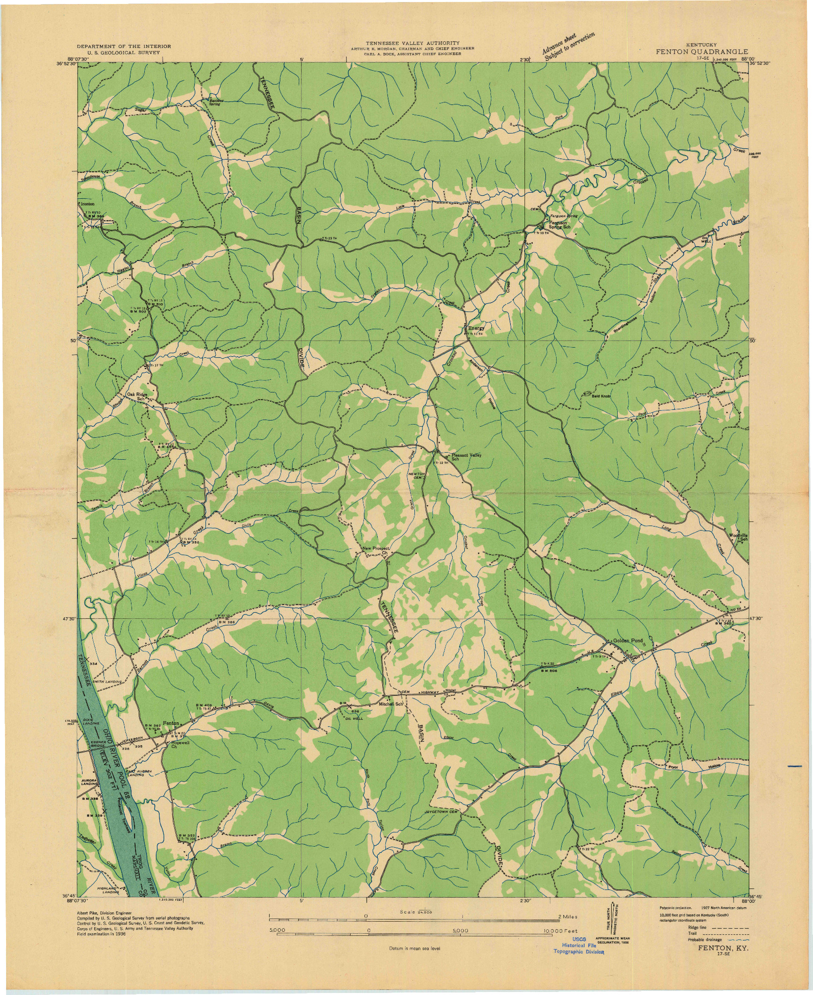 USGS 1:24000-SCALE QUADRANGLE FOR FENTON, KY 1936