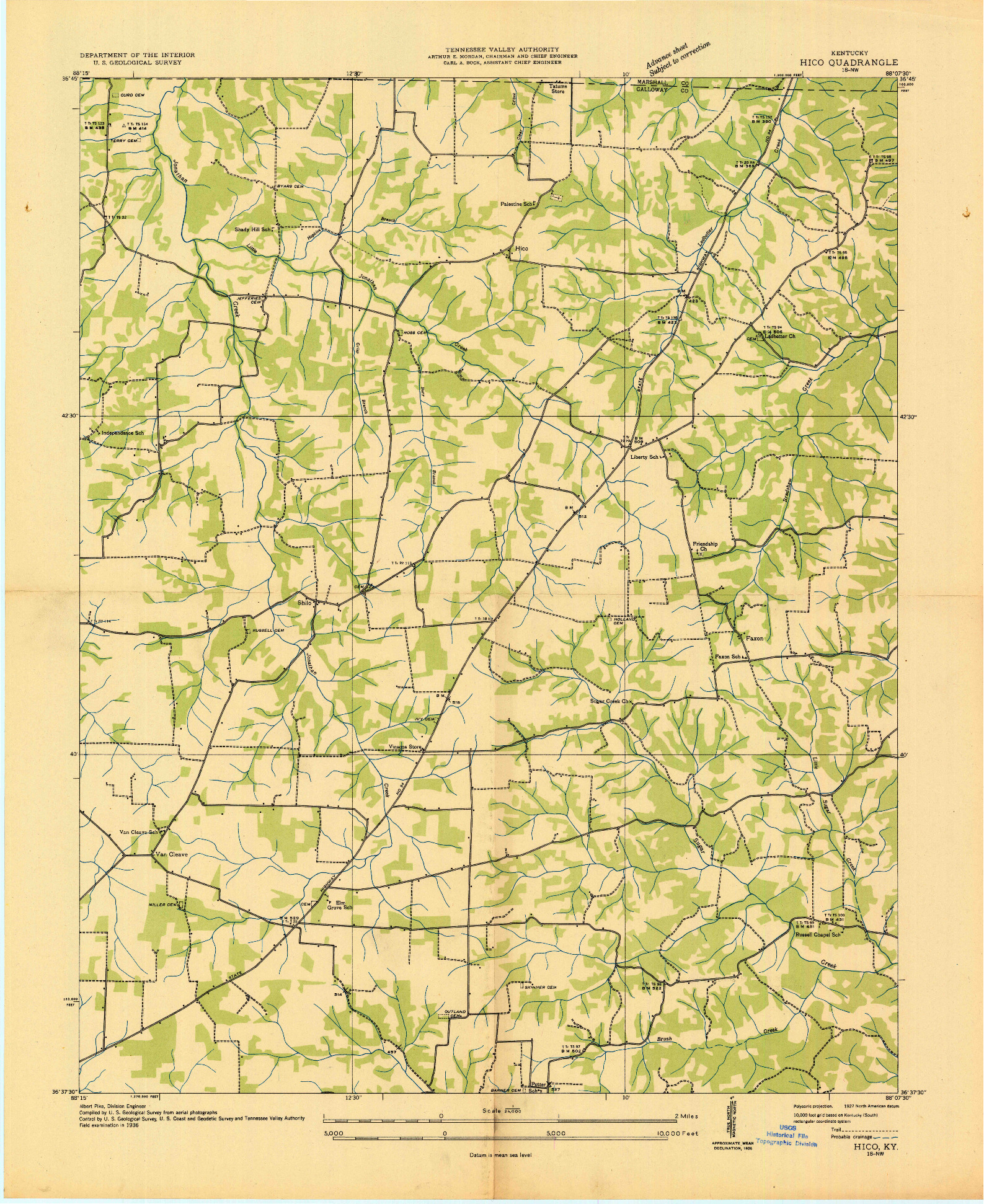 USGS 1:24000-SCALE QUADRANGLE FOR HICO, KY 1936