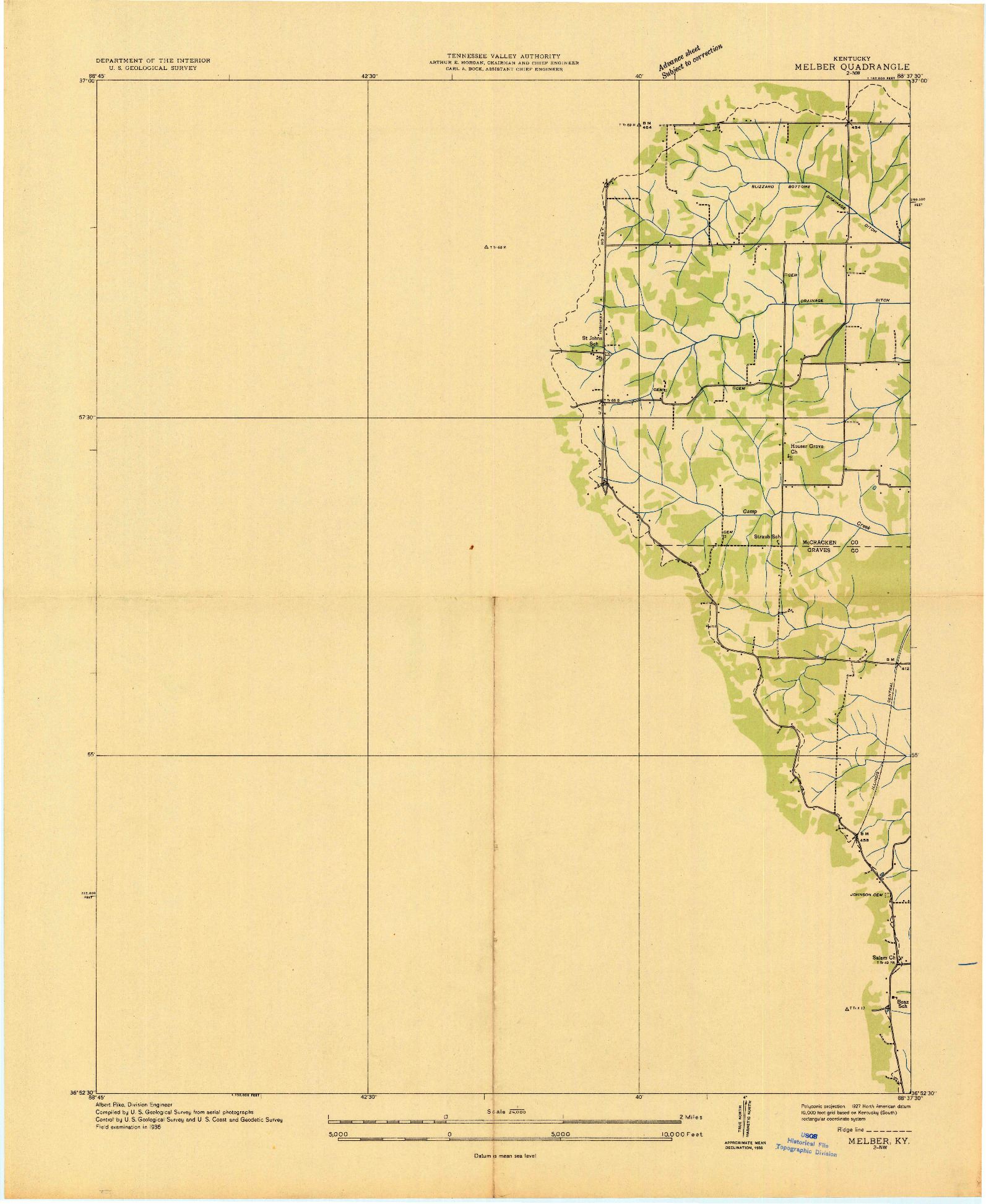 USGS 1:24000-SCALE QUADRANGLE FOR MELBER, KY 1936