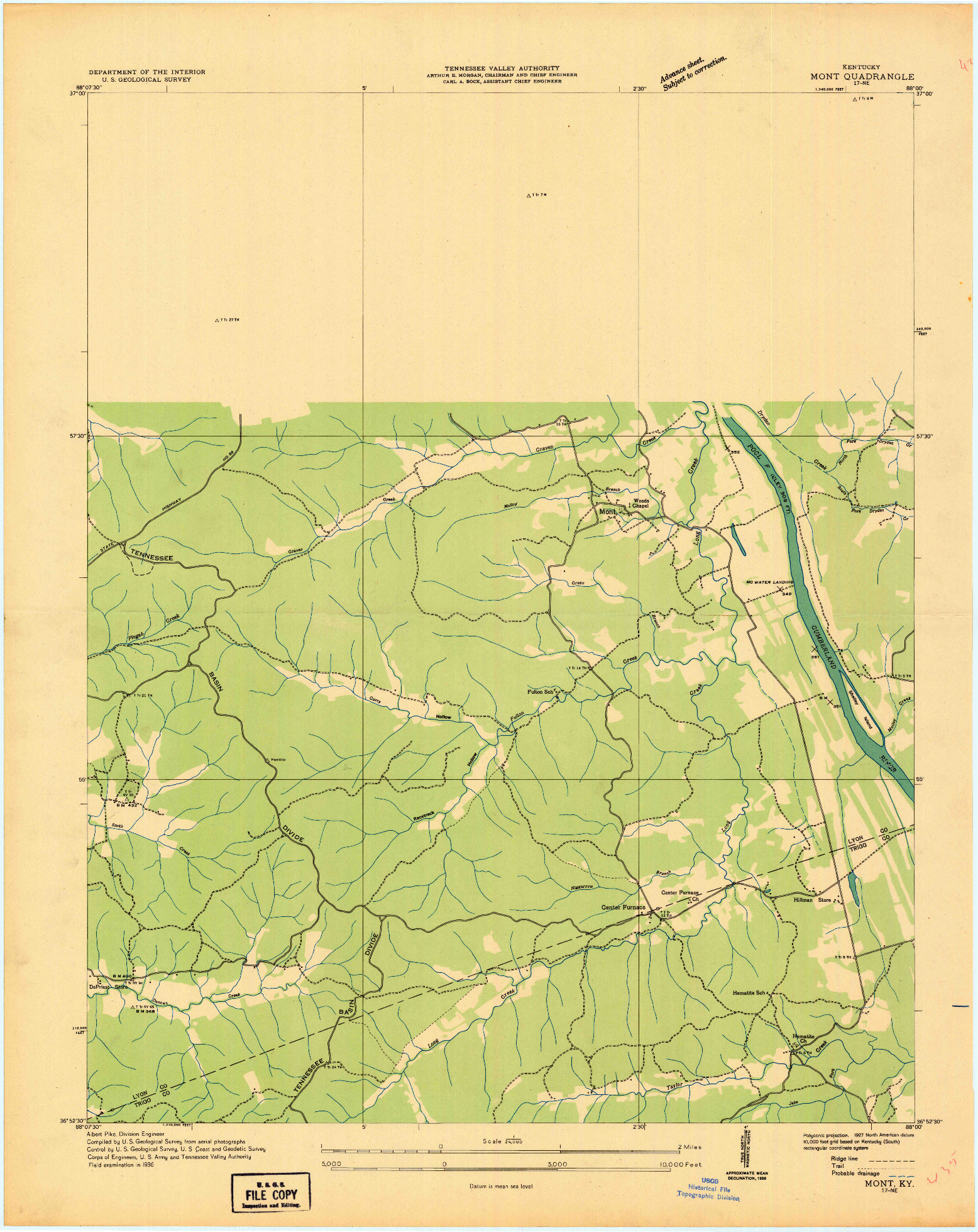 USGS 1:24000-SCALE QUADRANGLE FOR MONT, KY 1936