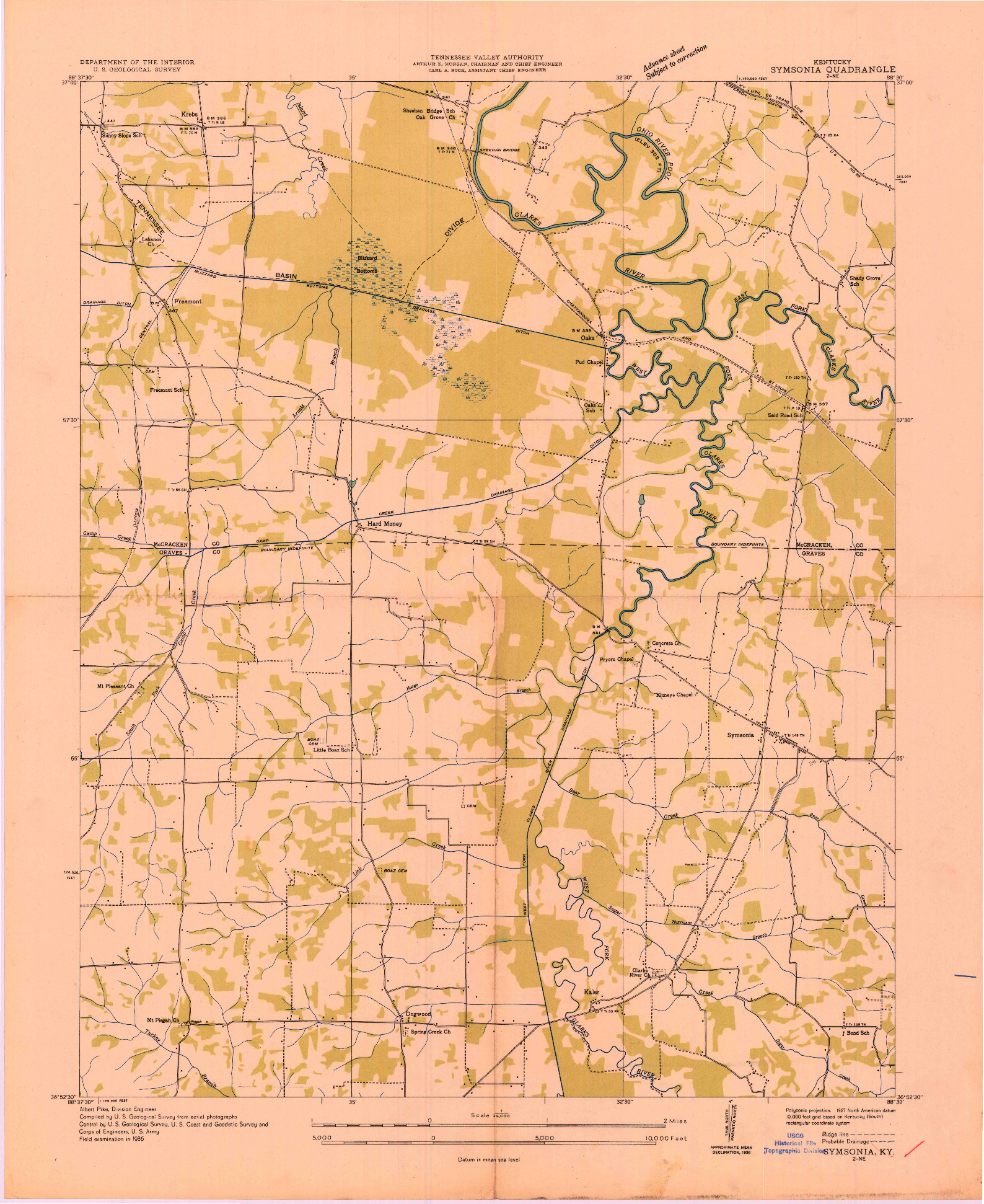 USGS 1:24000-SCALE QUADRANGLE FOR SYMSONIA, KY 1936
