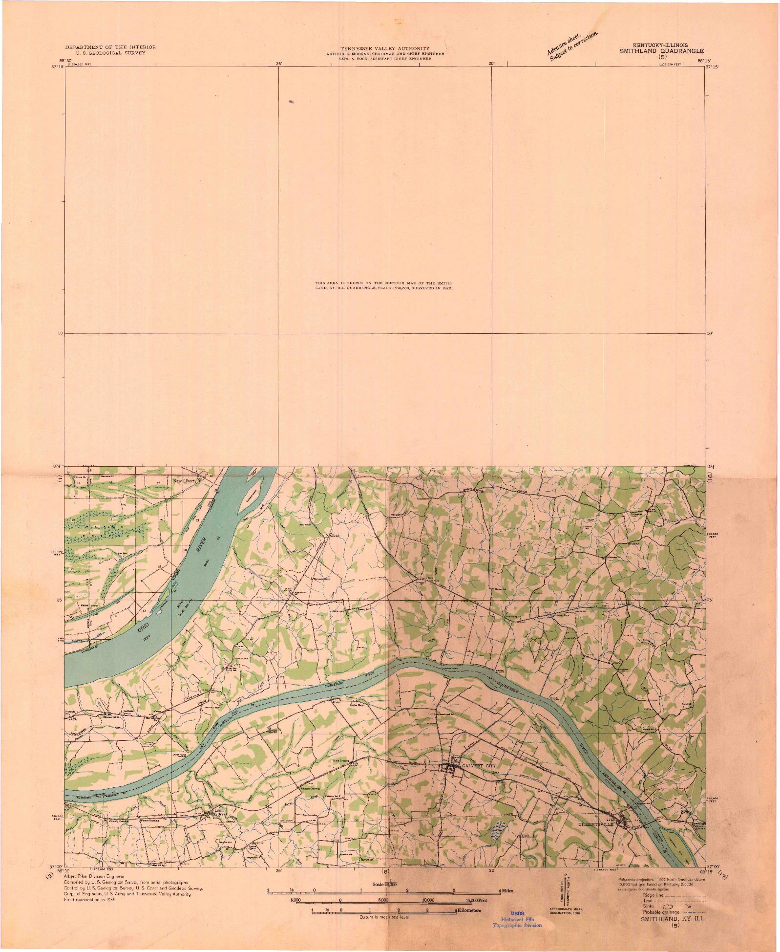 USGS 1:48000-SCALE QUADRANGLE FOR SMITHLAND, KY 1936