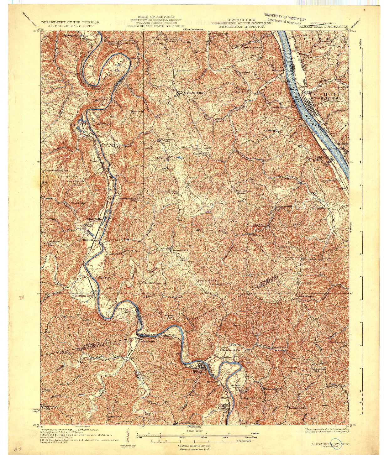 USGS 1:62500-SCALE QUADRANGLE FOR ALEXANDRIA, KY 1936