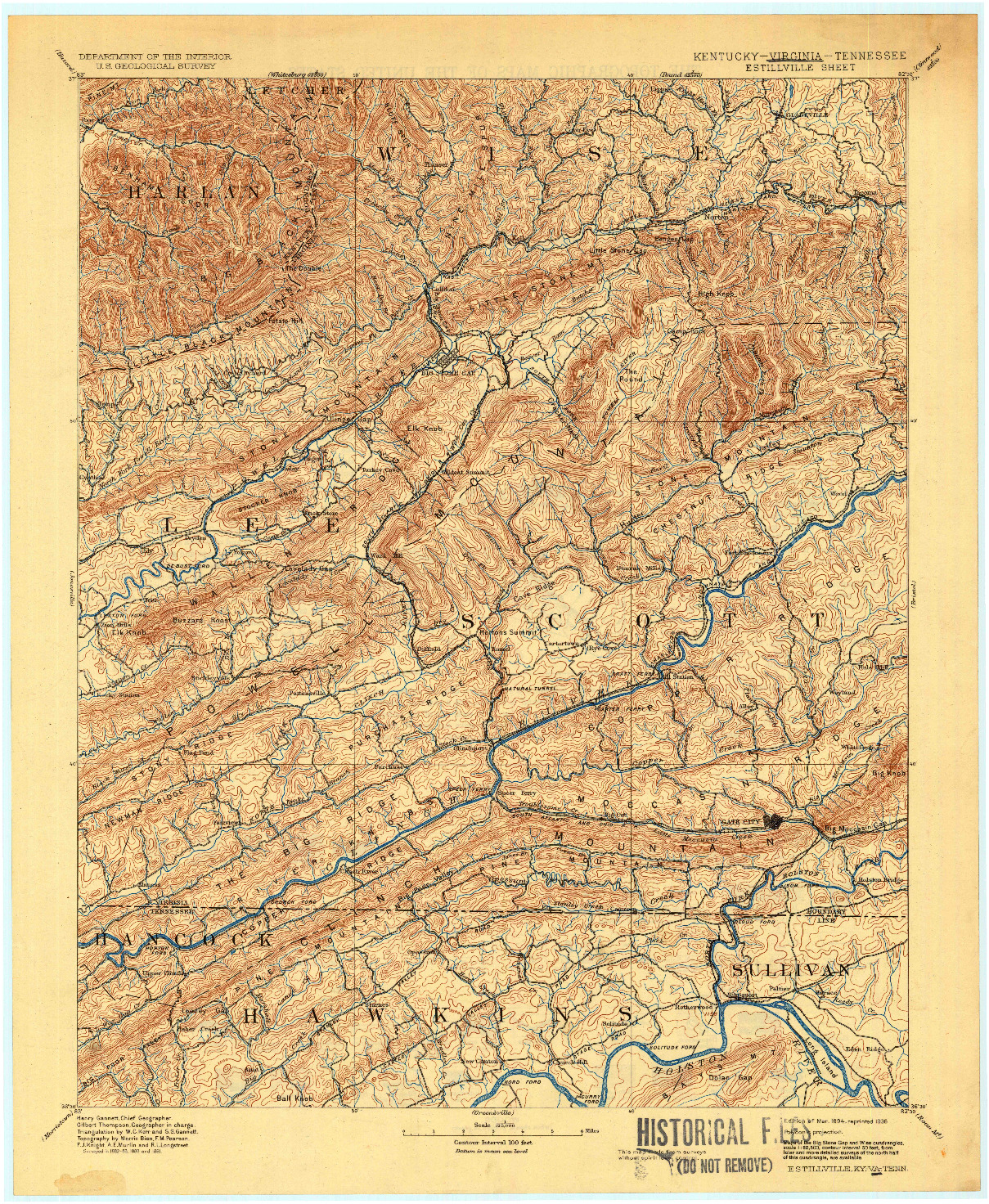 USGS 1:125000-SCALE QUADRANGLE FOR ESTILLVILLE, KY 1894
