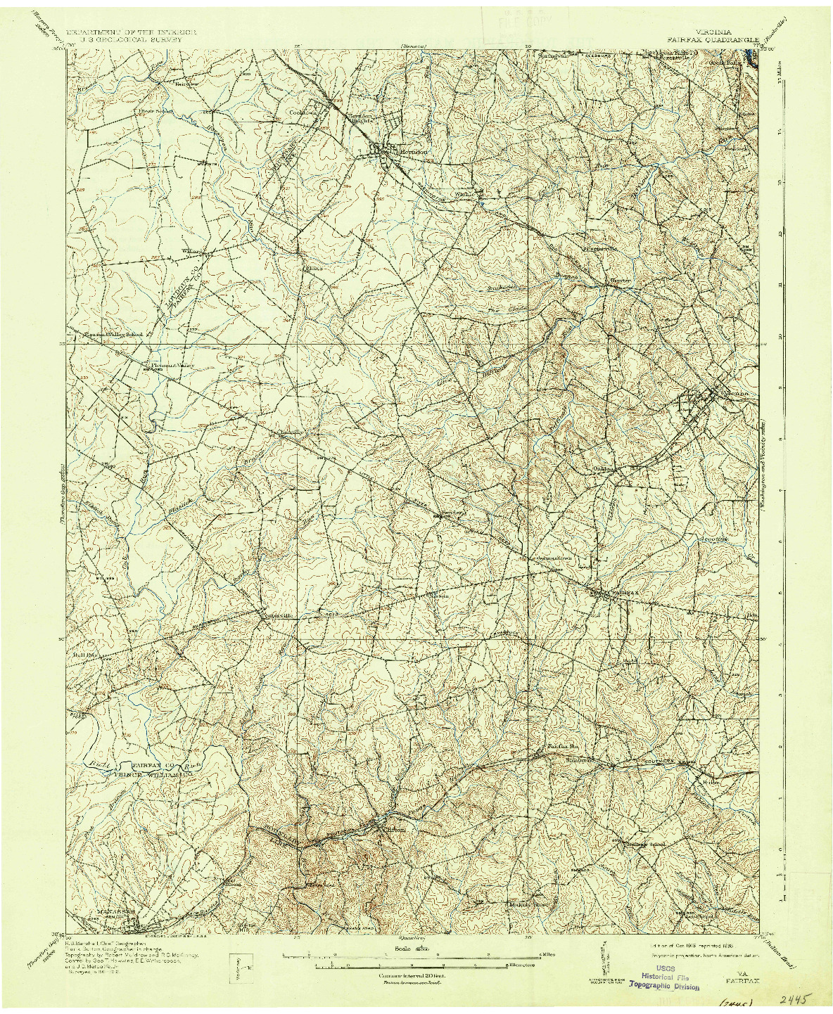 USGS 1:62500-SCALE QUADRANGLE FOR FAIRFAX, VA 1915