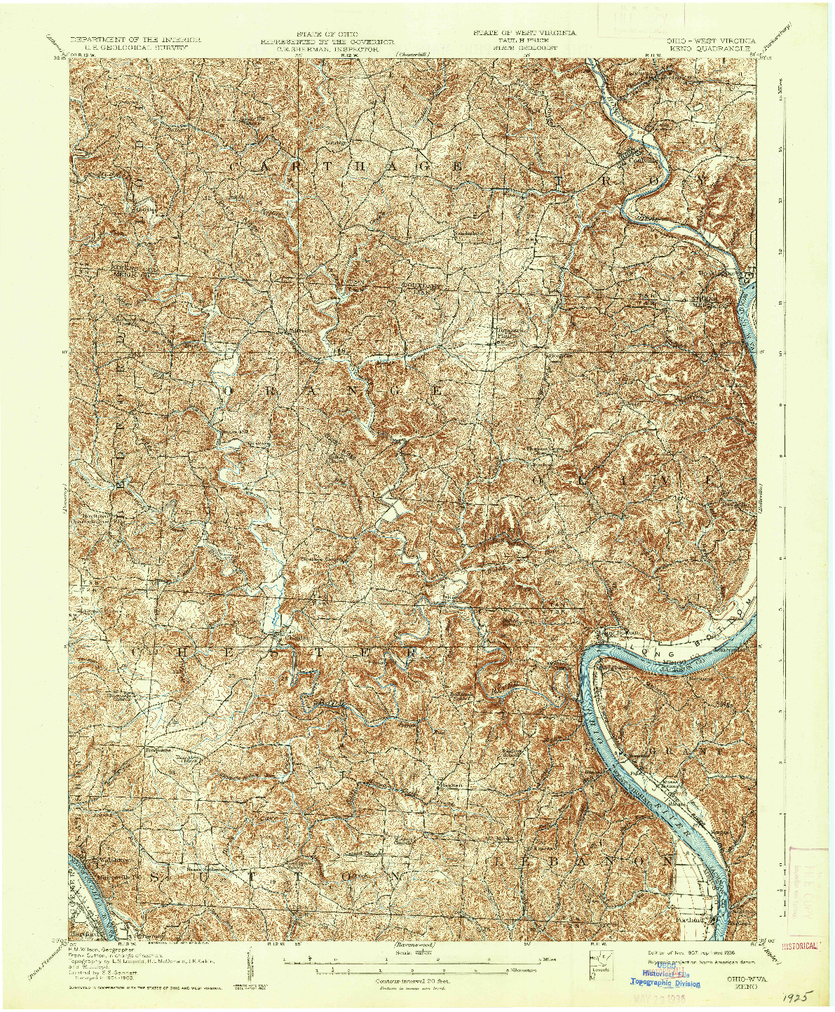 USGS 1:62500-SCALE QUADRANGLE FOR KENO, OH 1907