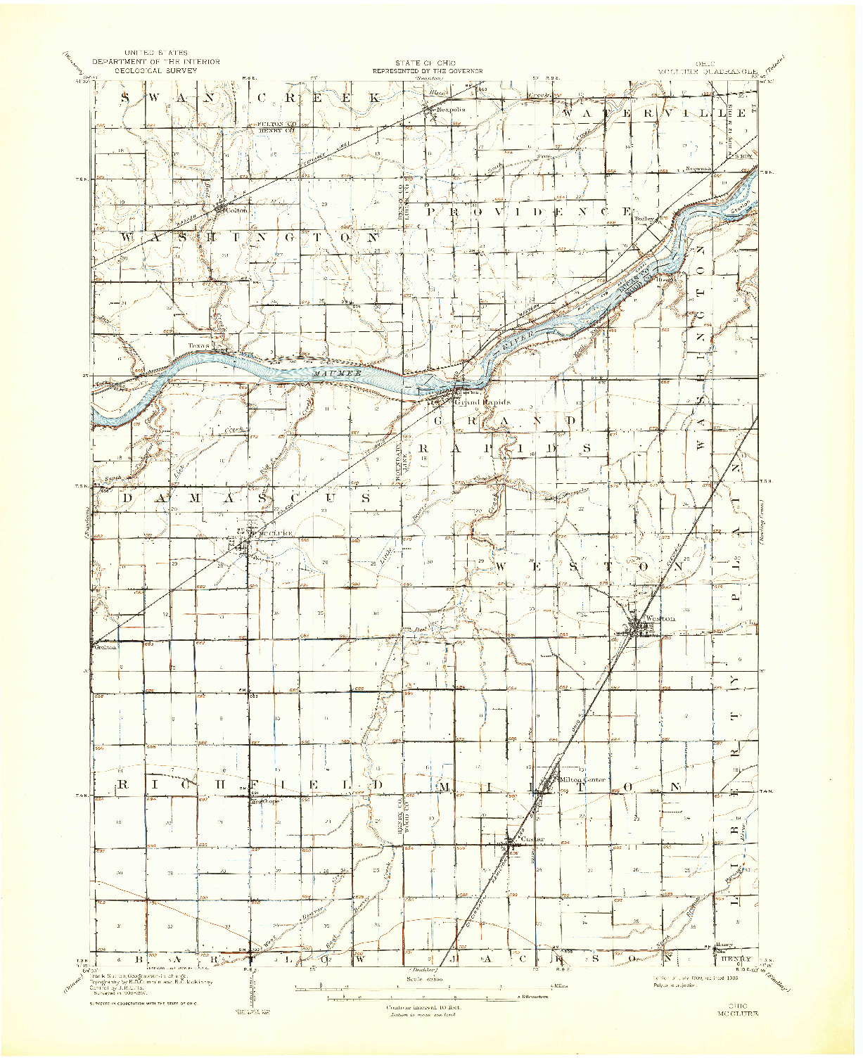 USGS 1:62500-SCALE QUADRANGLE FOR MC CLURE, OH 1909