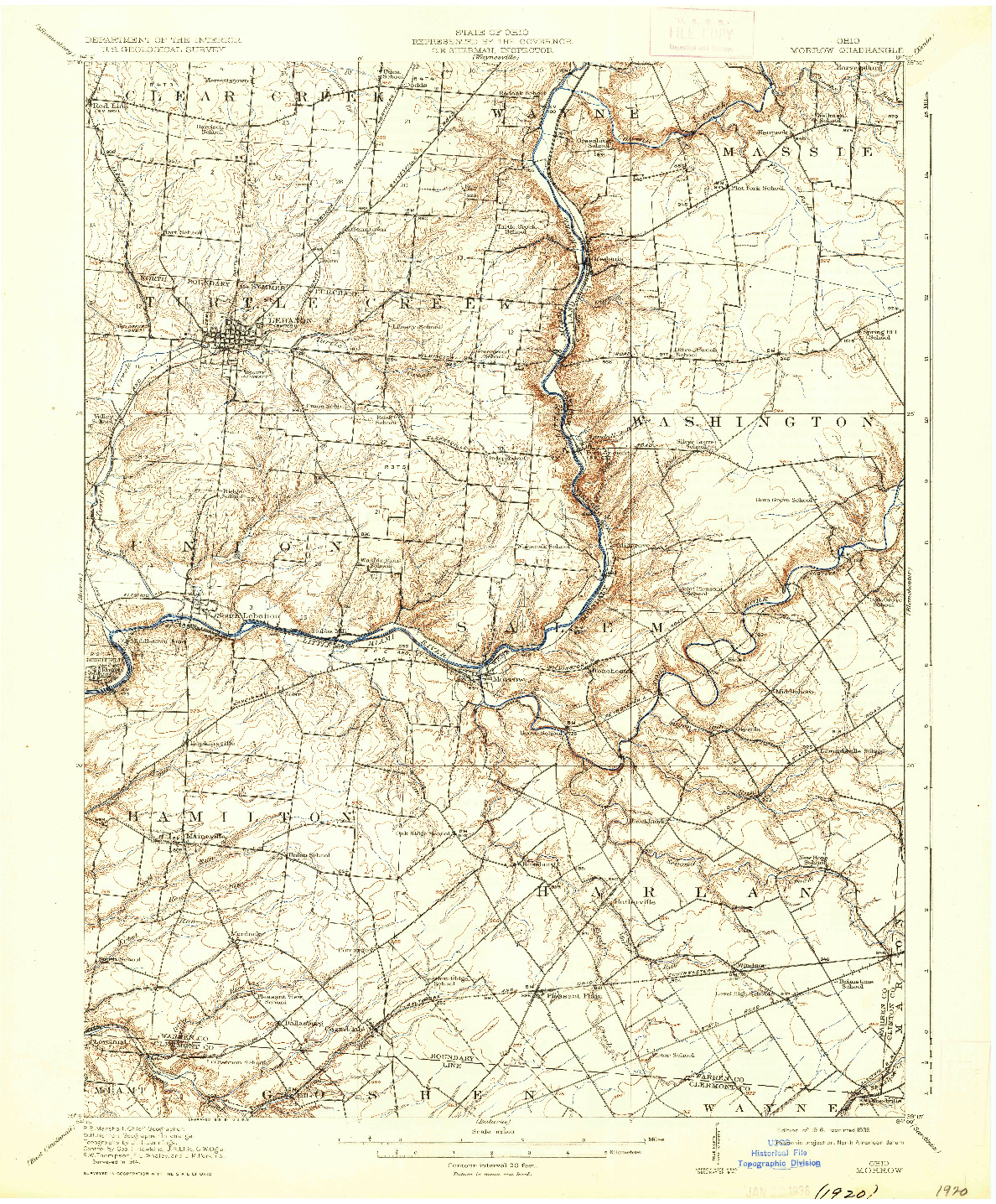 USGS 1:62500-SCALE QUADRANGLE FOR MORROW, OH 1916