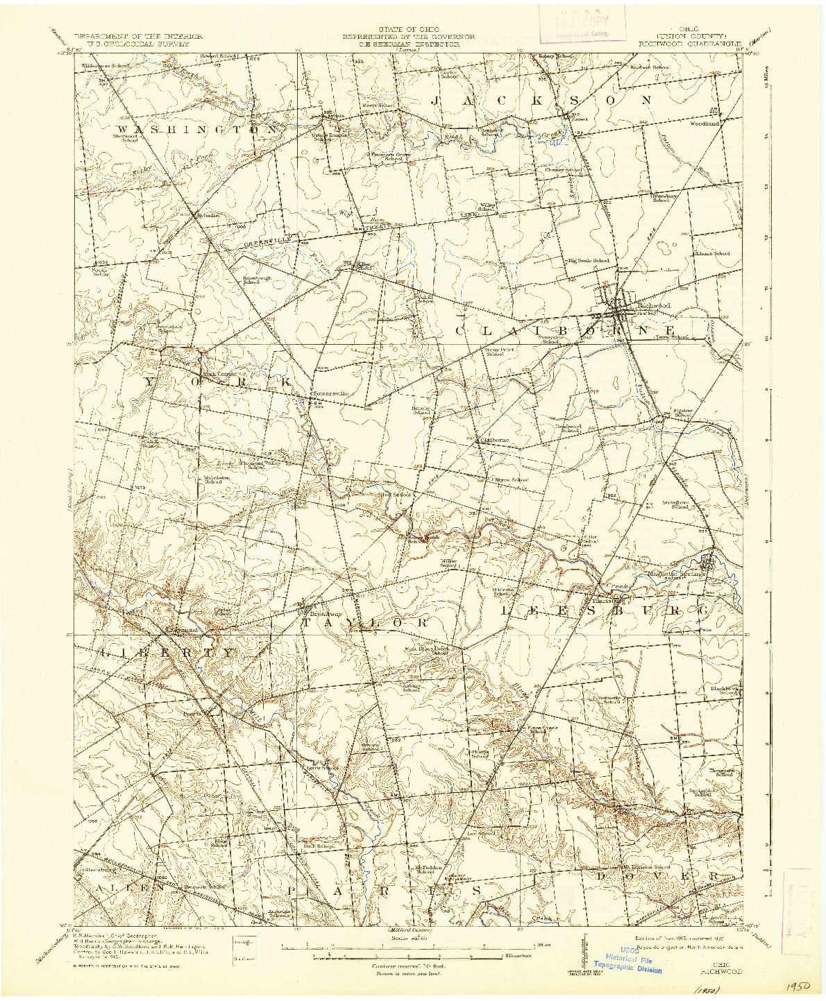 USGS 1:62500-SCALE QUADRANGLE FOR RICHWOOD, OH 1915