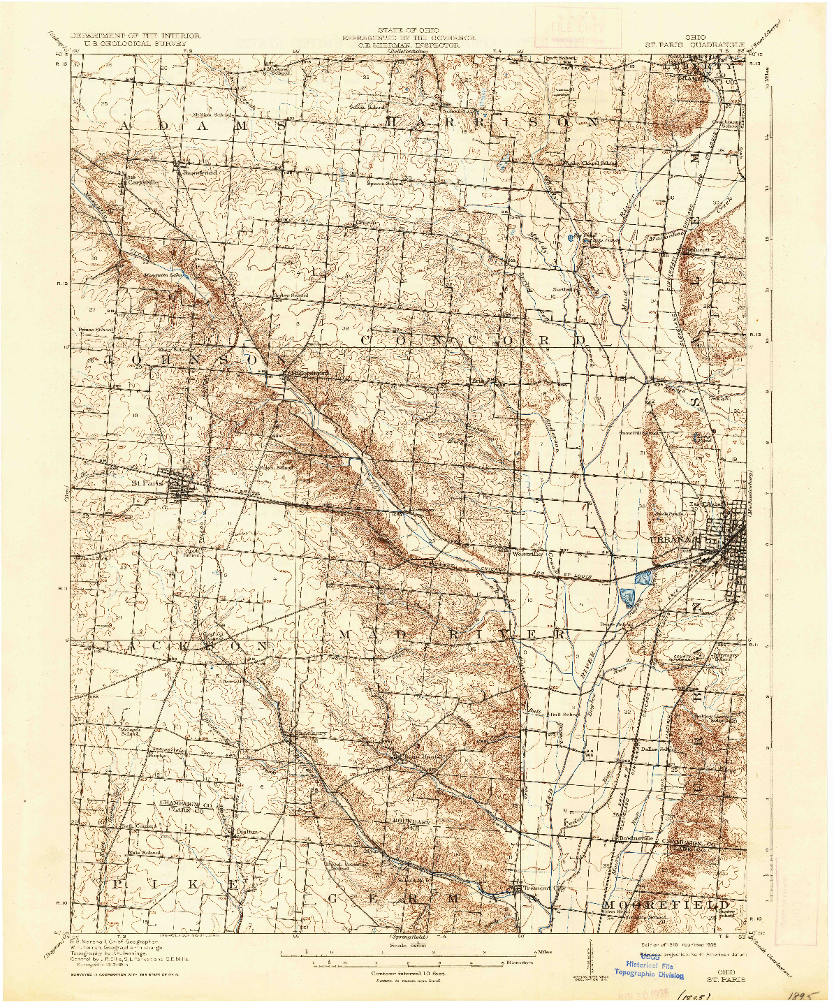 USGS 1:62500-SCALE QUADRANGLE FOR ST. PARIS, OH 1916