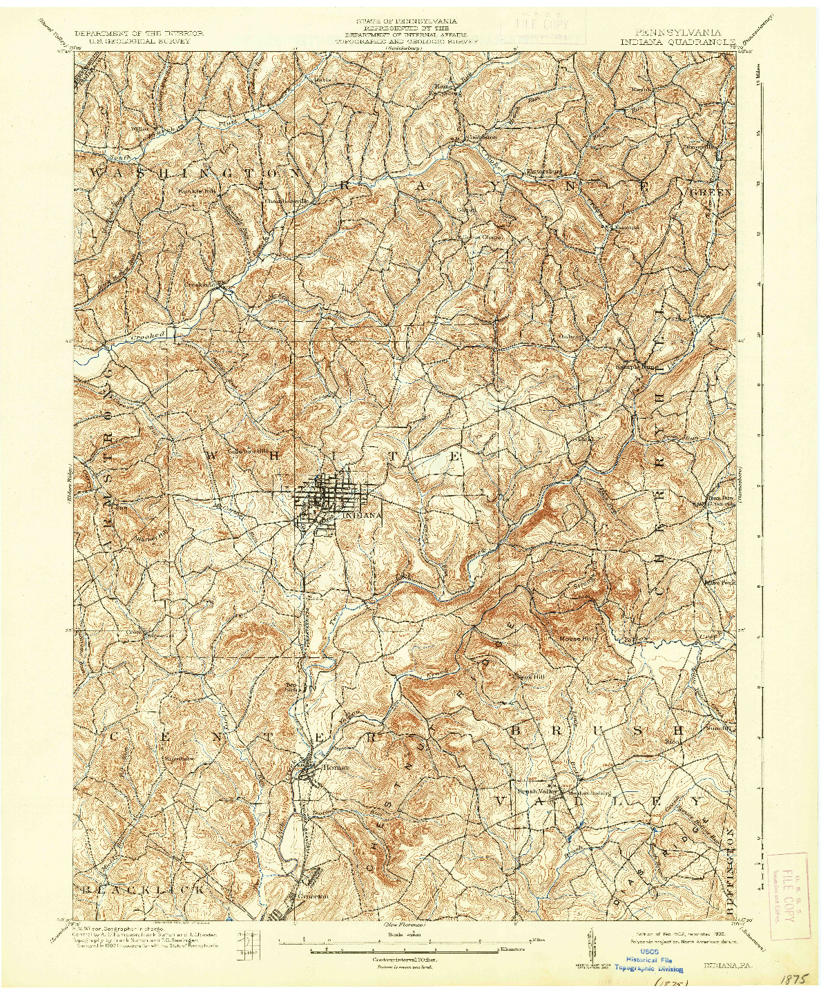 USGS 1:62500-SCALE QUADRANGLE FOR INDIANA, PA 1902