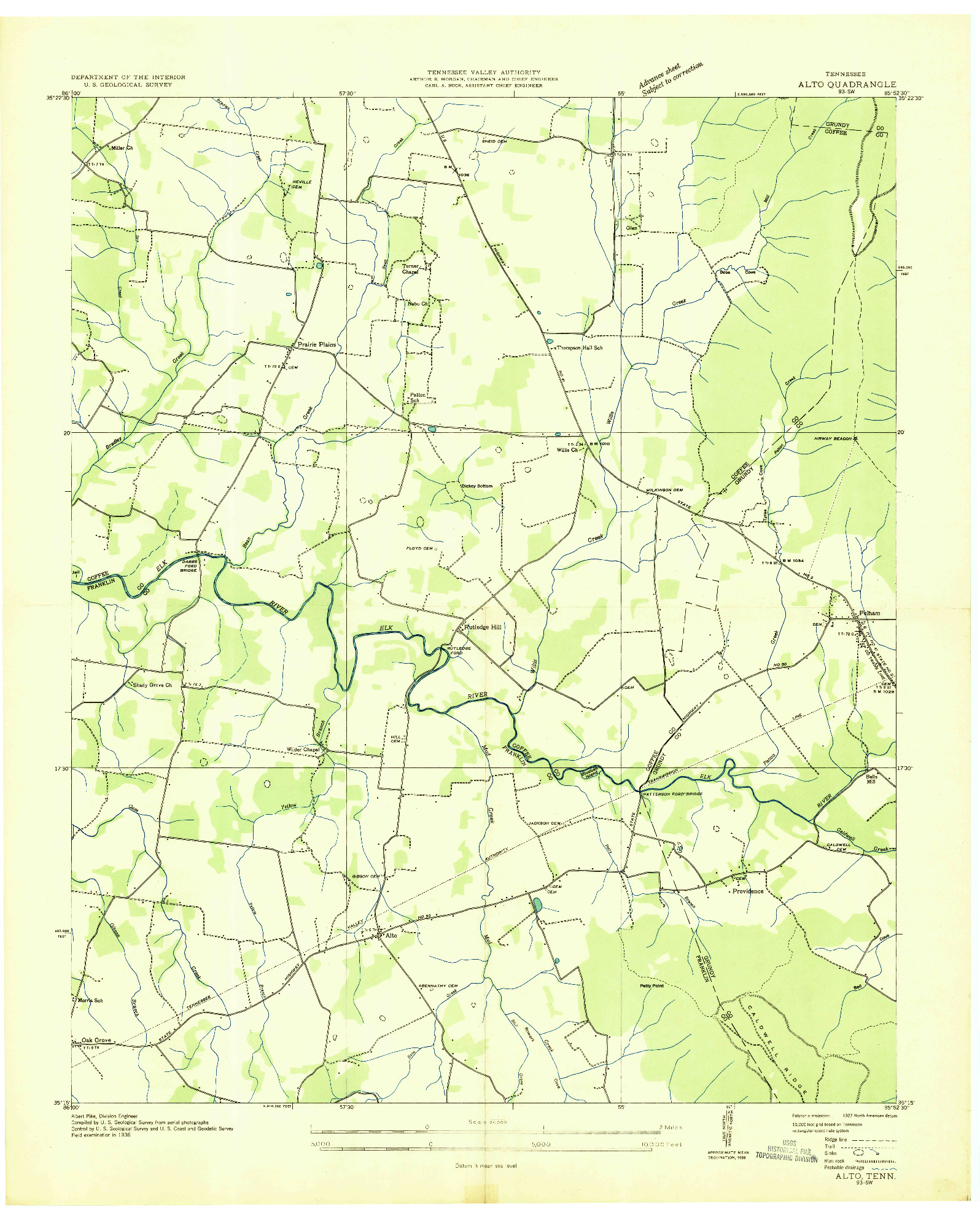 USGS 1:24000-SCALE QUADRANGLE FOR ALTO, TN 1936