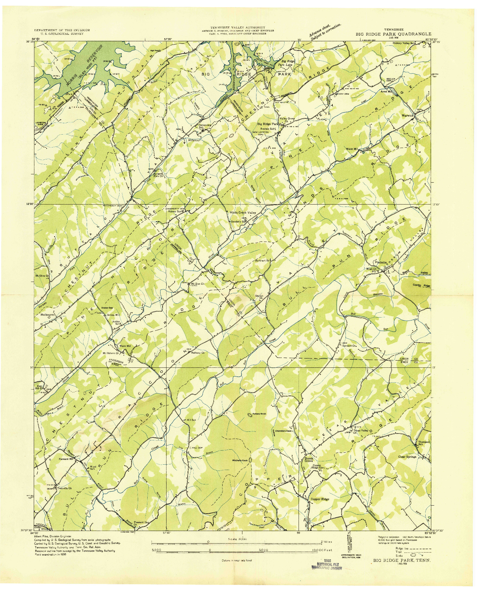 USGS 1:24000-SCALE QUADRANGLE FOR BIG RIDGE PARK, TN 1936