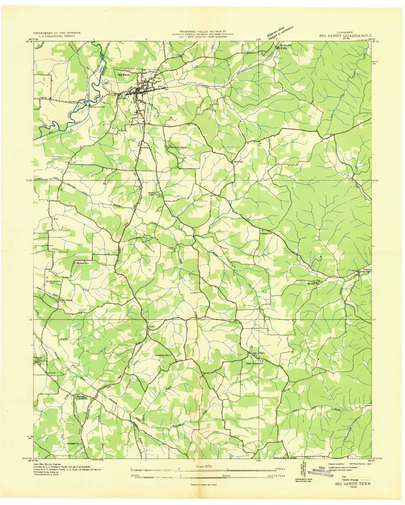 USGS 1:24000-SCALE QUADRANGLE FOR BIG SANDY, TN 1936