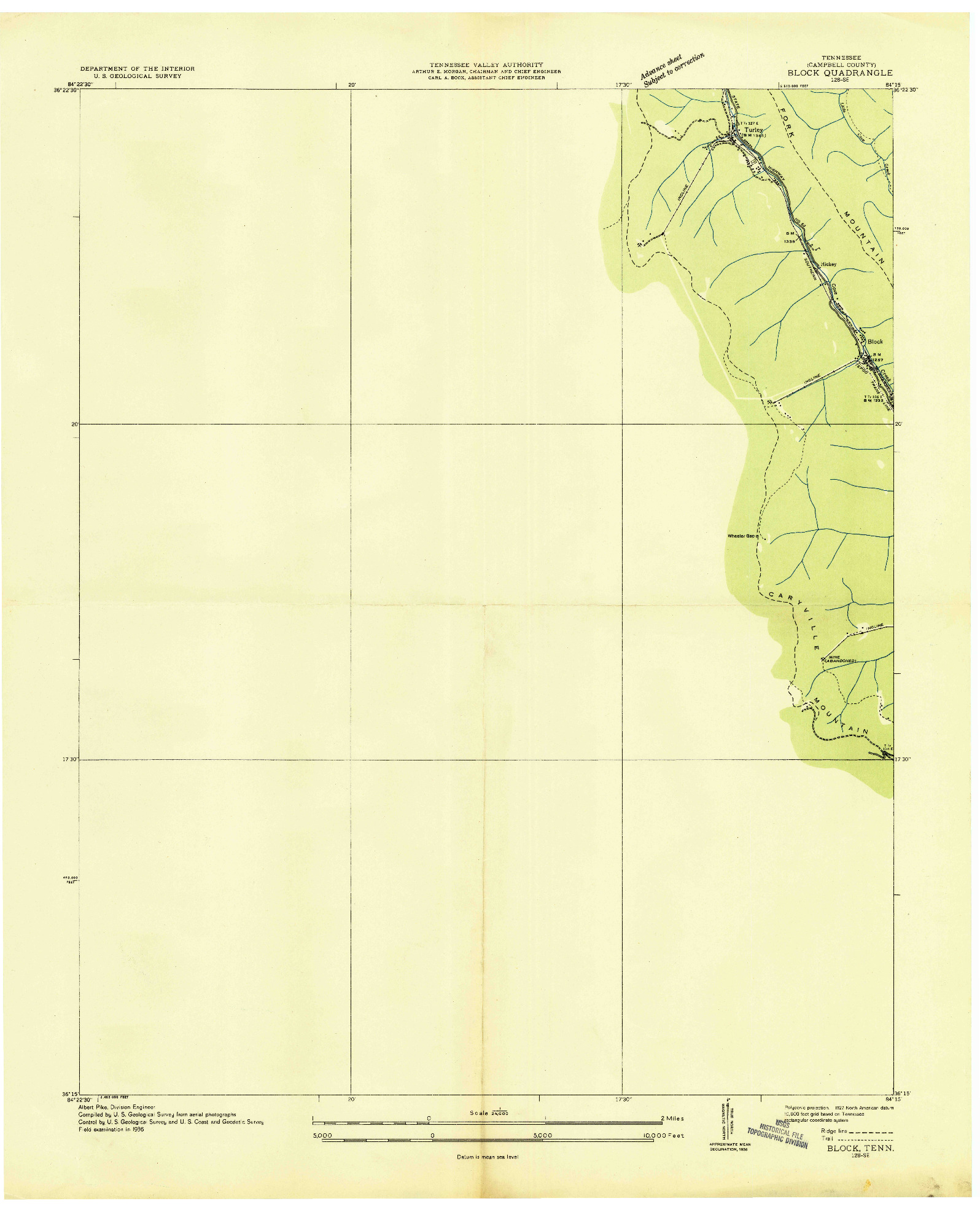 USGS 1:24000-SCALE QUADRANGLE FOR BLOCK, TN 1936