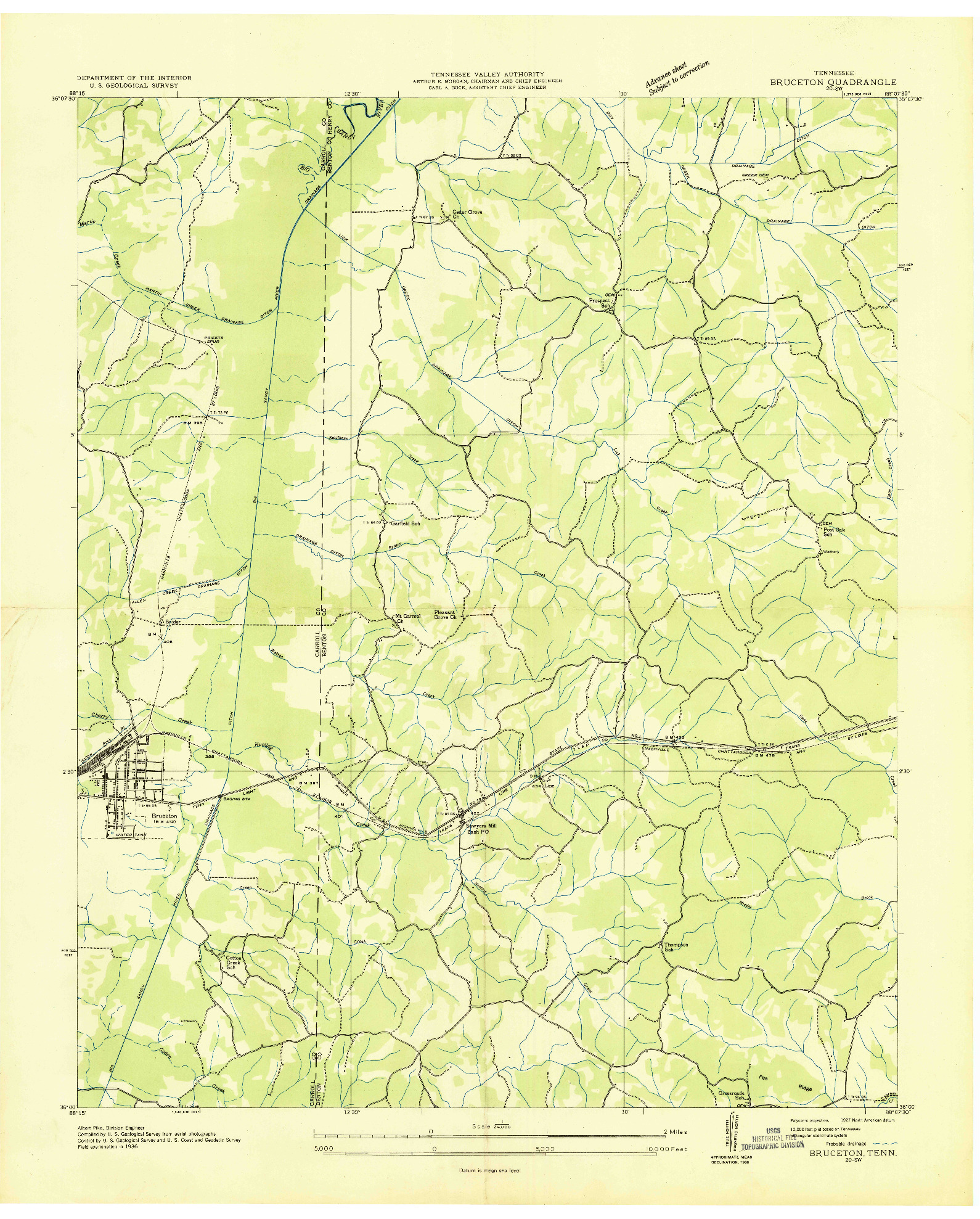 USGS 1:24000-SCALE QUADRANGLE FOR BRUCETON, TN 1936