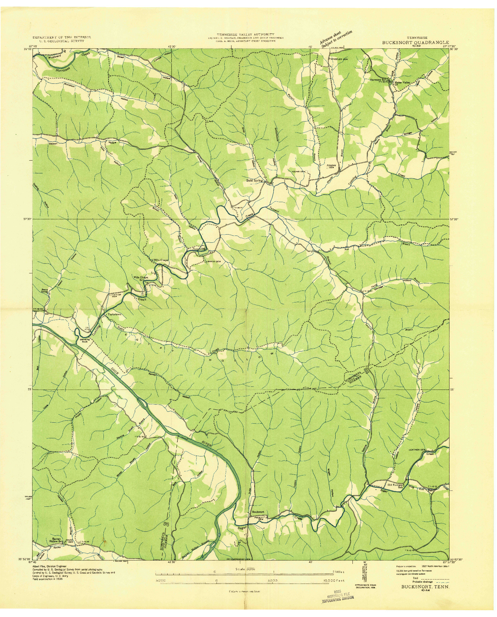 USGS 1:24000-SCALE QUADRANGLE FOR BUCKSNORT, TN 1936