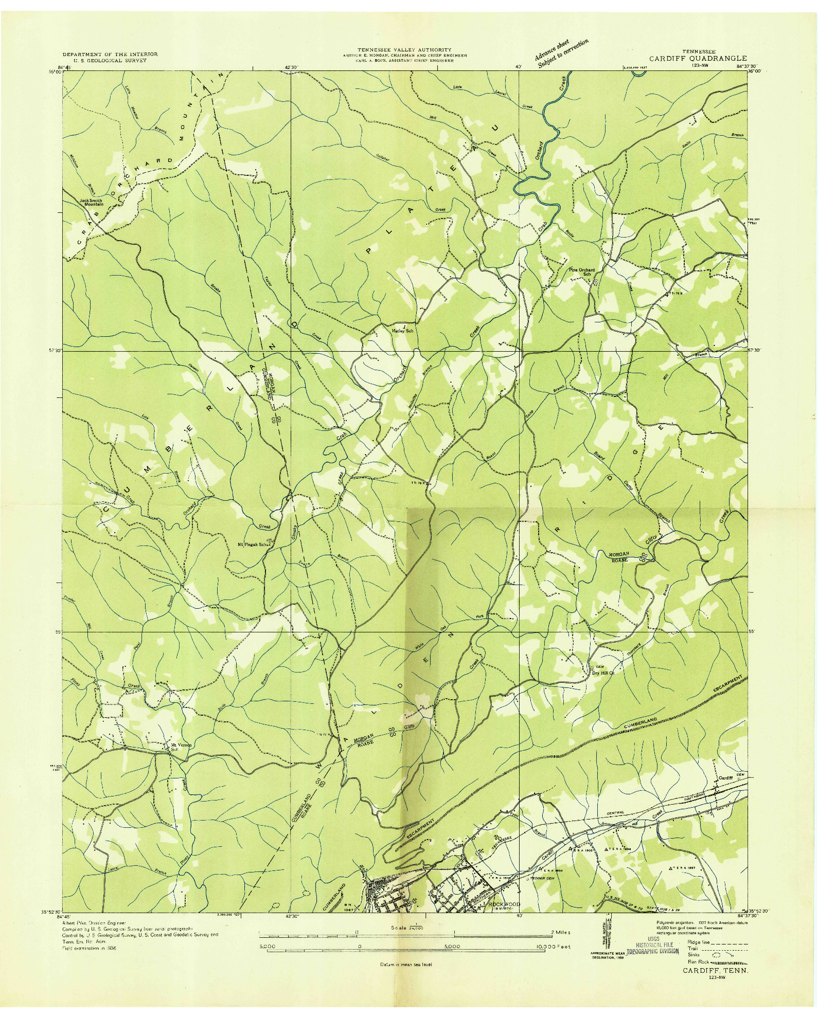 USGS 1:24000-SCALE QUADRANGLE FOR CARDIFF, TN 1936