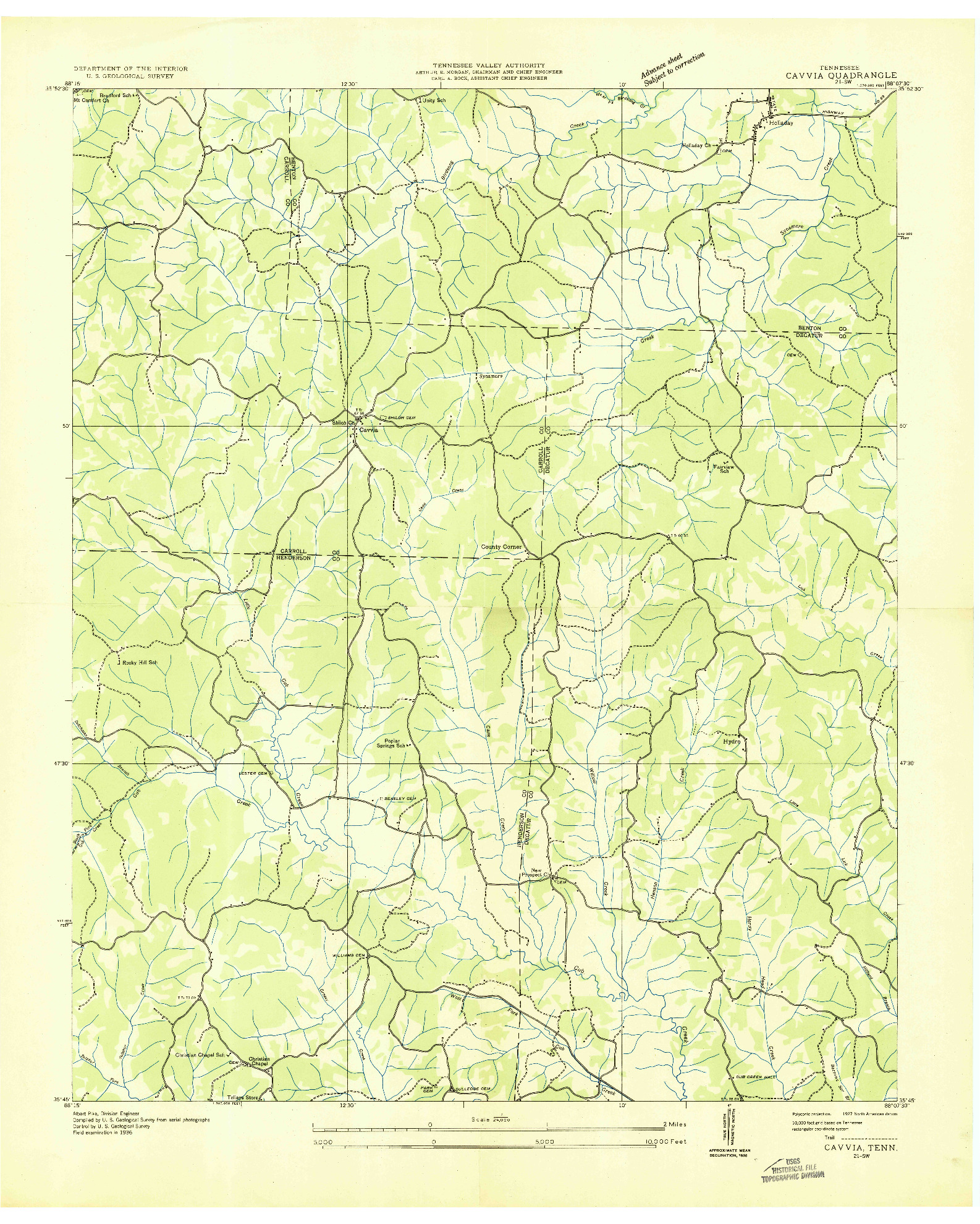 USGS 1:24000-SCALE QUADRANGLE FOR CAVVIA, TN 1936