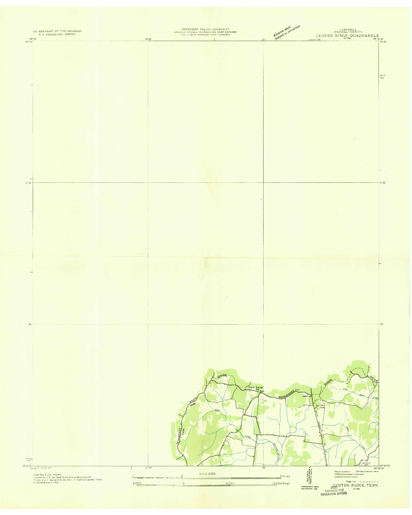 USGS 1:24000-SCALE QUADRANGLE FOR CENTER RIDGE, TN 1936