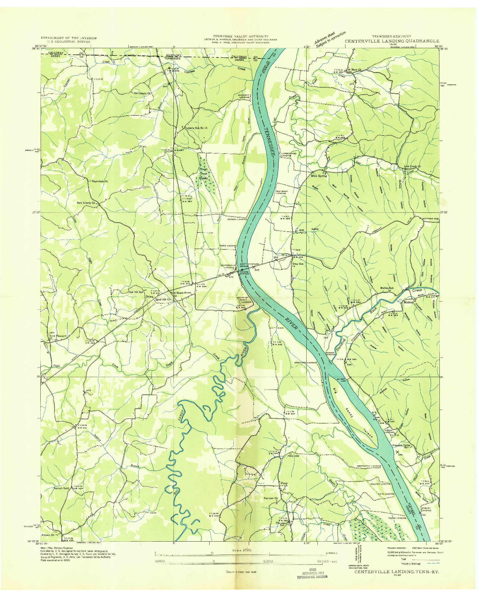 USGS 1:24000-SCALE QUADRANGLE FOR CENTERVILLE LANDING, TN 1936