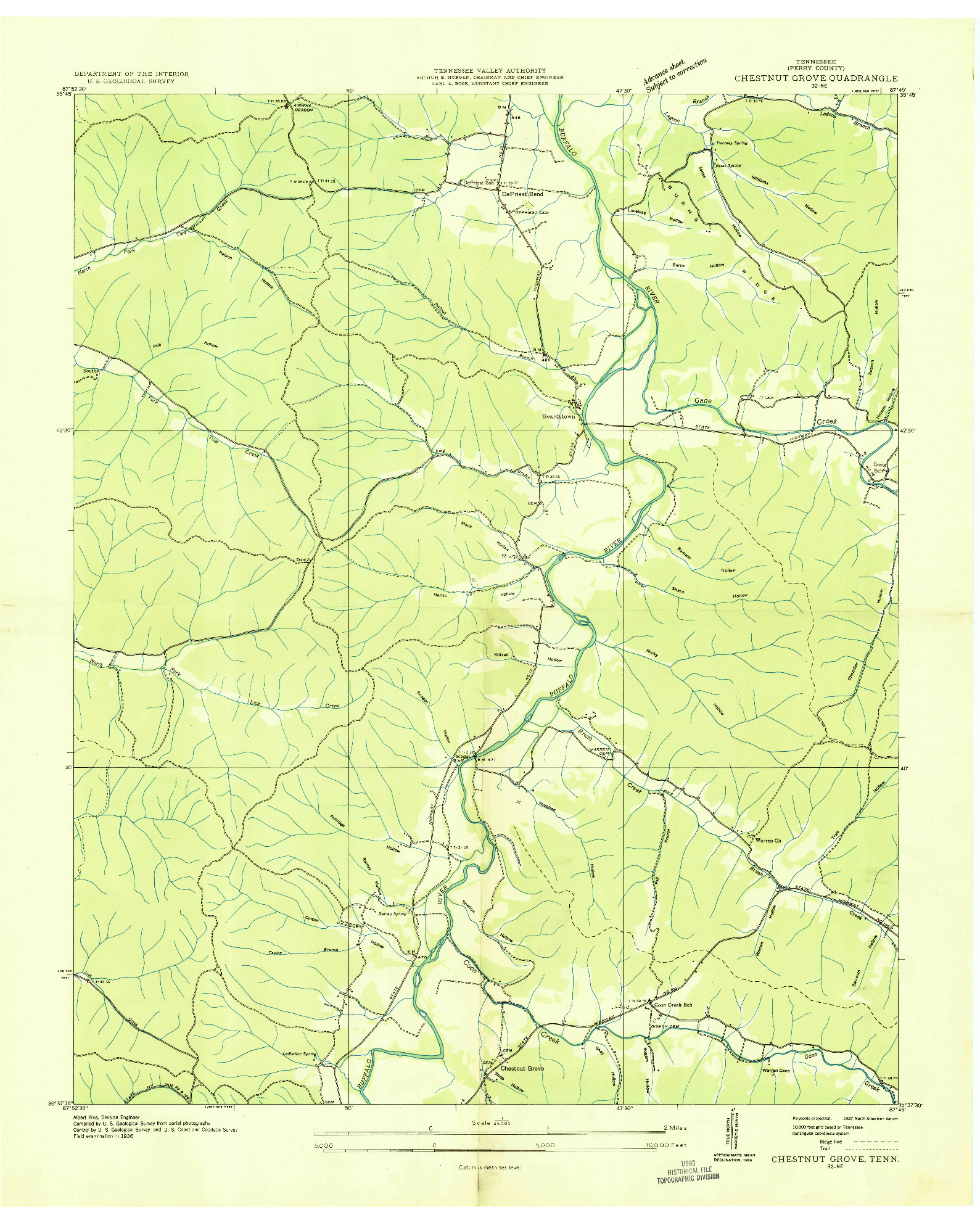 USGS 1:24000-SCALE QUADRANGLE FOR CHESTNUT GROVE, TN 1936