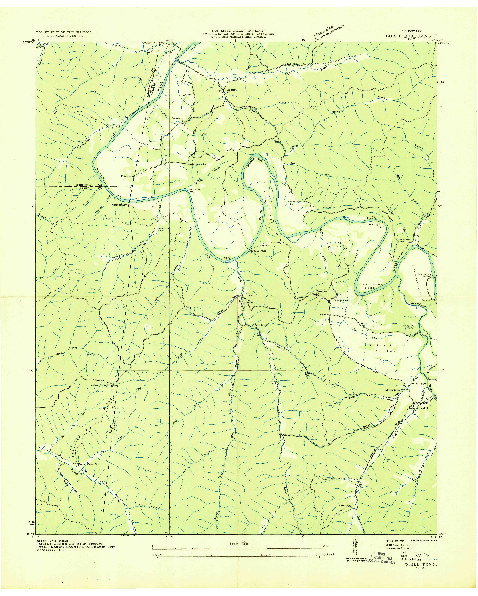 USGS 1:24000-SCALE QUADRANGLE FOR COBLE, TN 1936