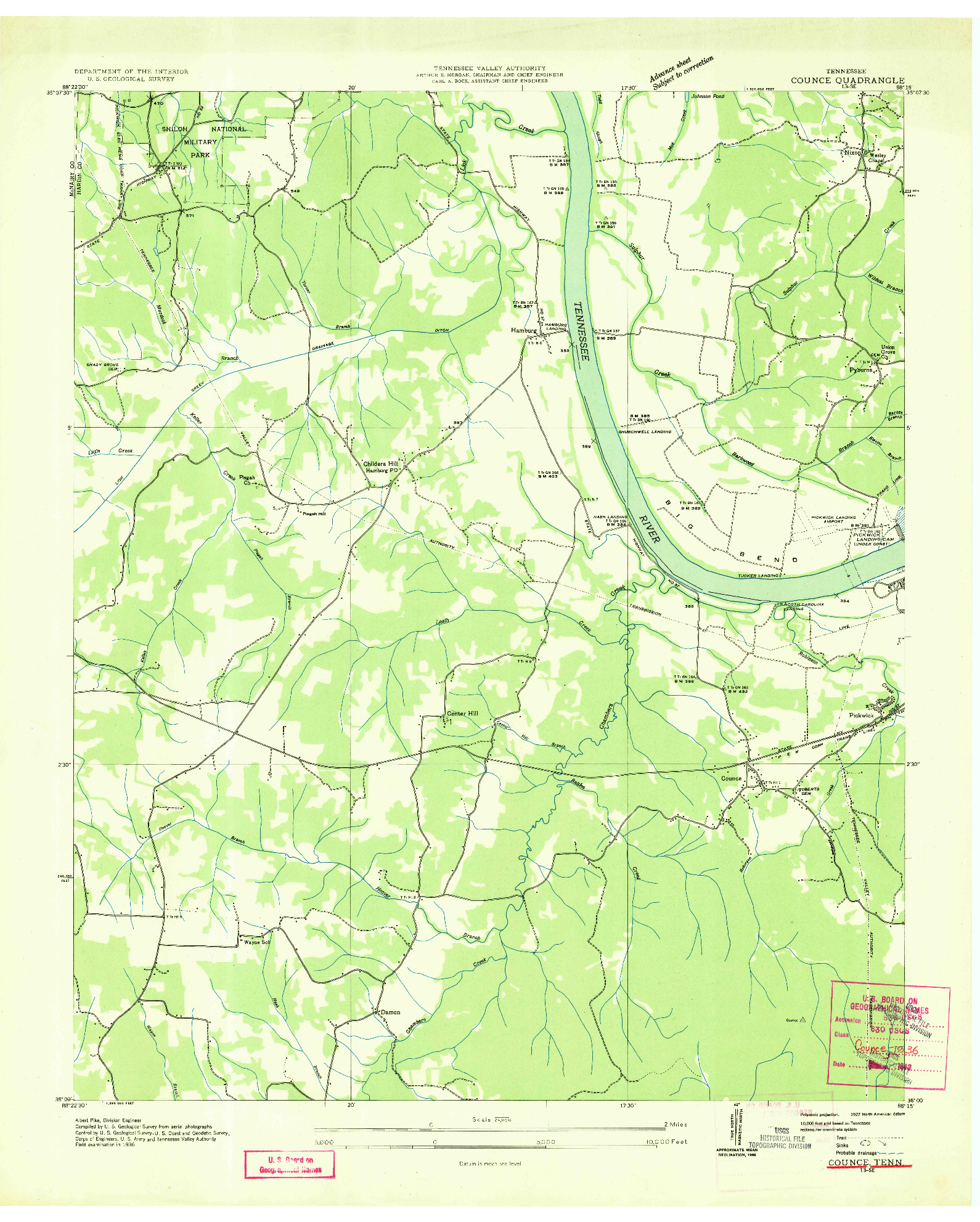 USGS 1:24000-SCALE QUADRANGLE FOR COUNCE, TN 1936