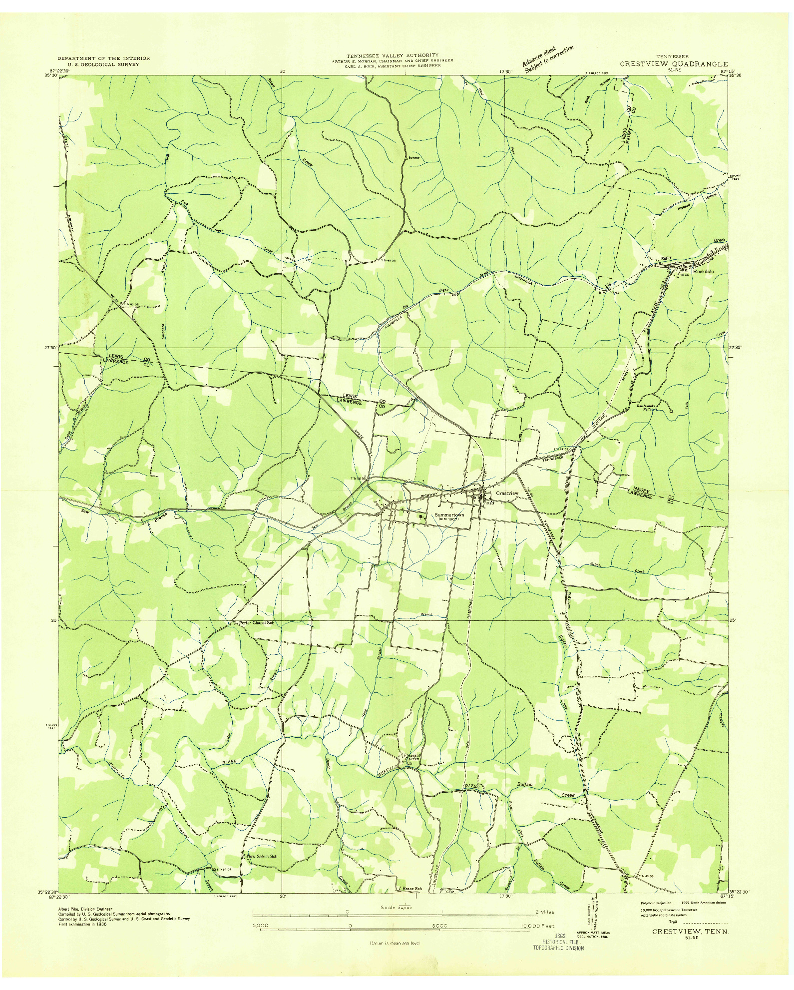 USGS 1:24000-SCALE QUADRANGLE FOR CRESTVIEW, TN 1936