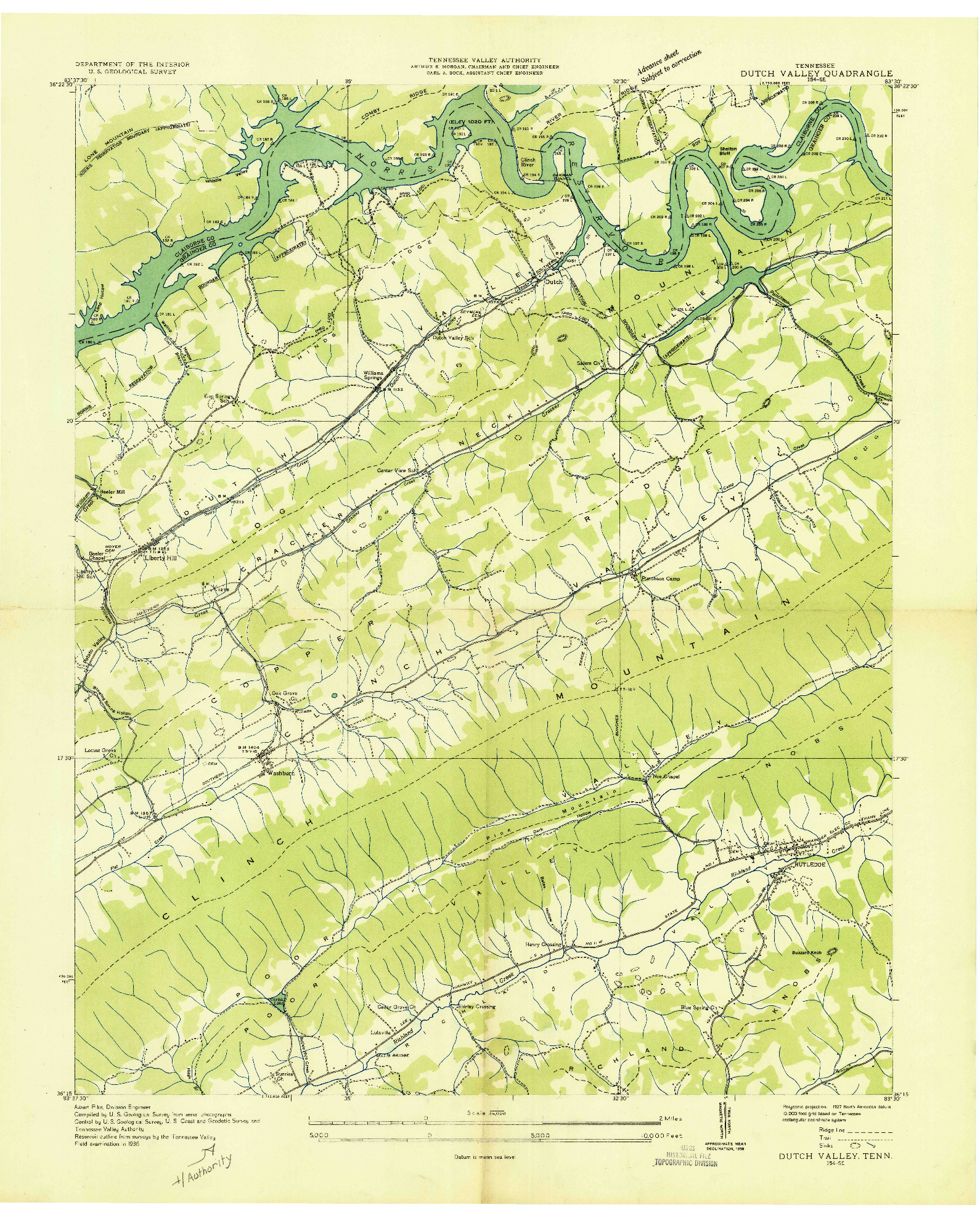 USGS 1:24000-SCALE QUADRANGLE FOR DUTCH VALLEY, TN 1936