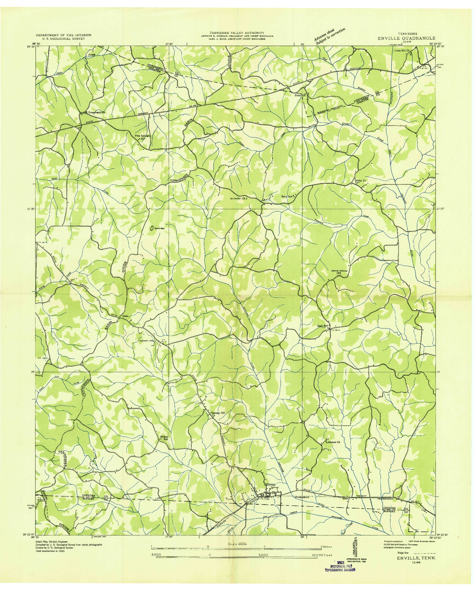 USGS 1:24000-SCALE QUADRANGLE FOR ENVILLE, TN 1936