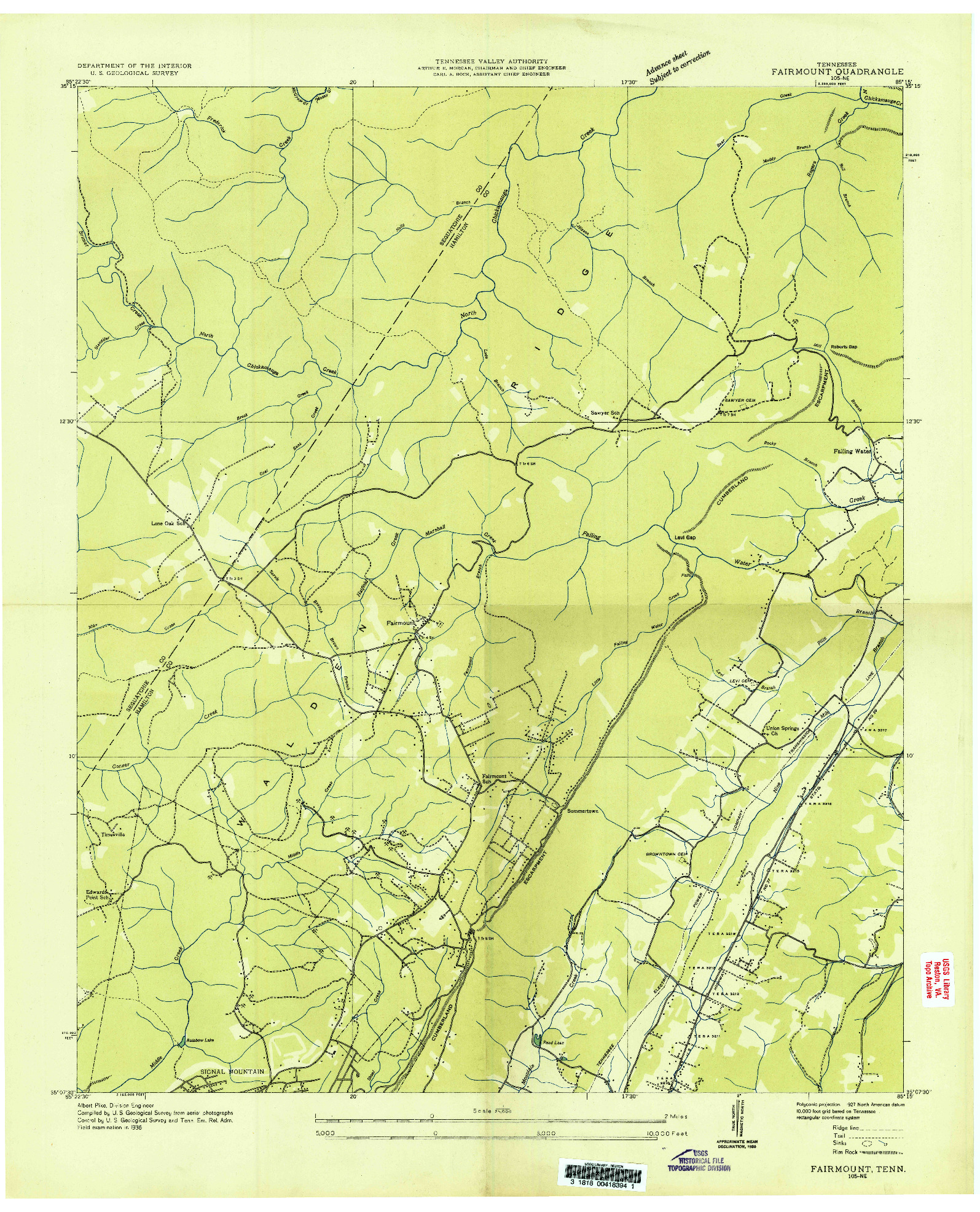 USGS 1:24000-SCALE QUADRANGLE FOR FAIRMOUNT, TN 1936