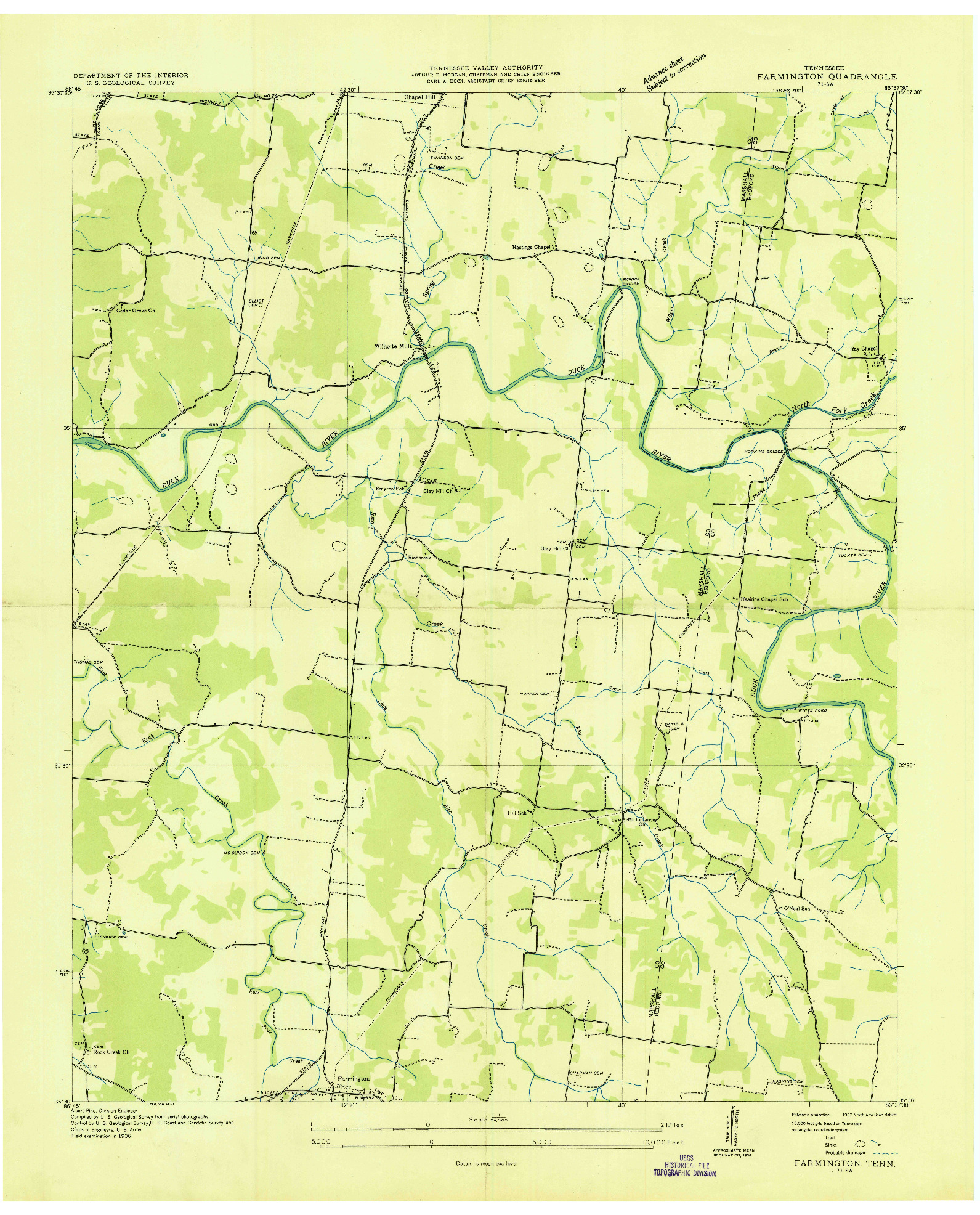 USGS 1:24000-SCALE QUADRANGLE FOR FARMINGTON, TN 1936