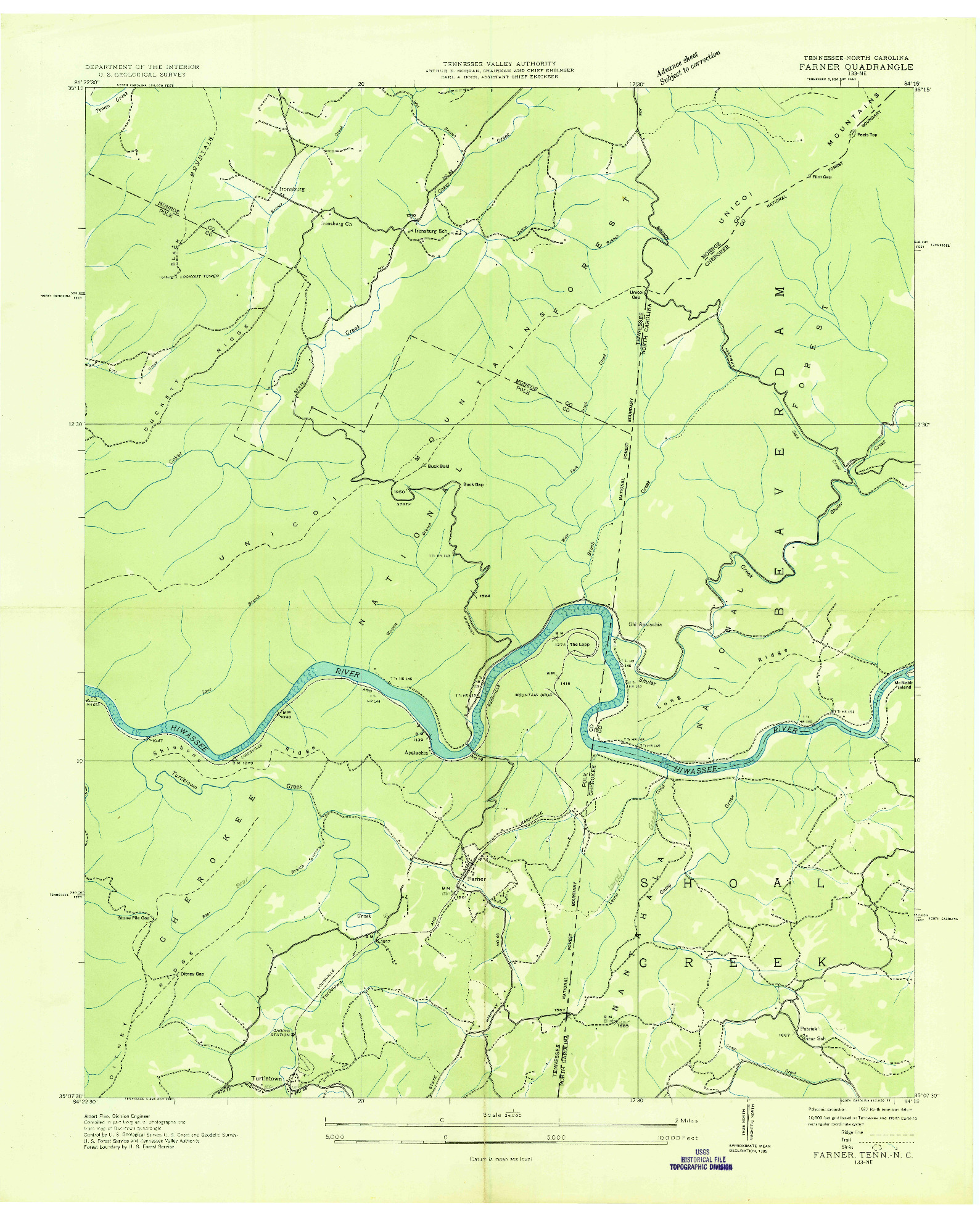 USGS 1:24000-SCALE QUADRANGLE FOR FARNER, TN 1936
