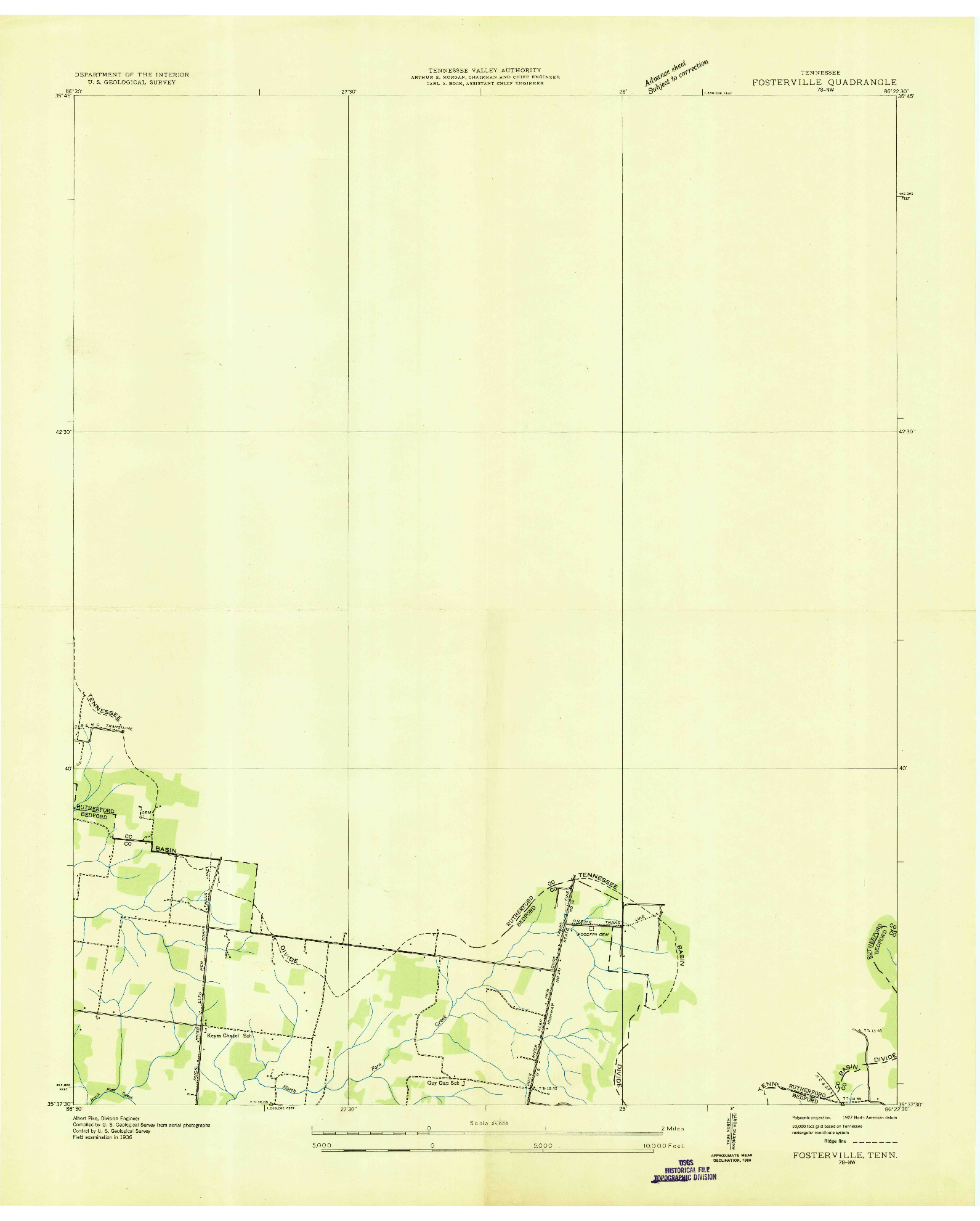 USGS 1:24000-SCALE QUADRANGLE FOR FOSTERVILLE, TN 1936