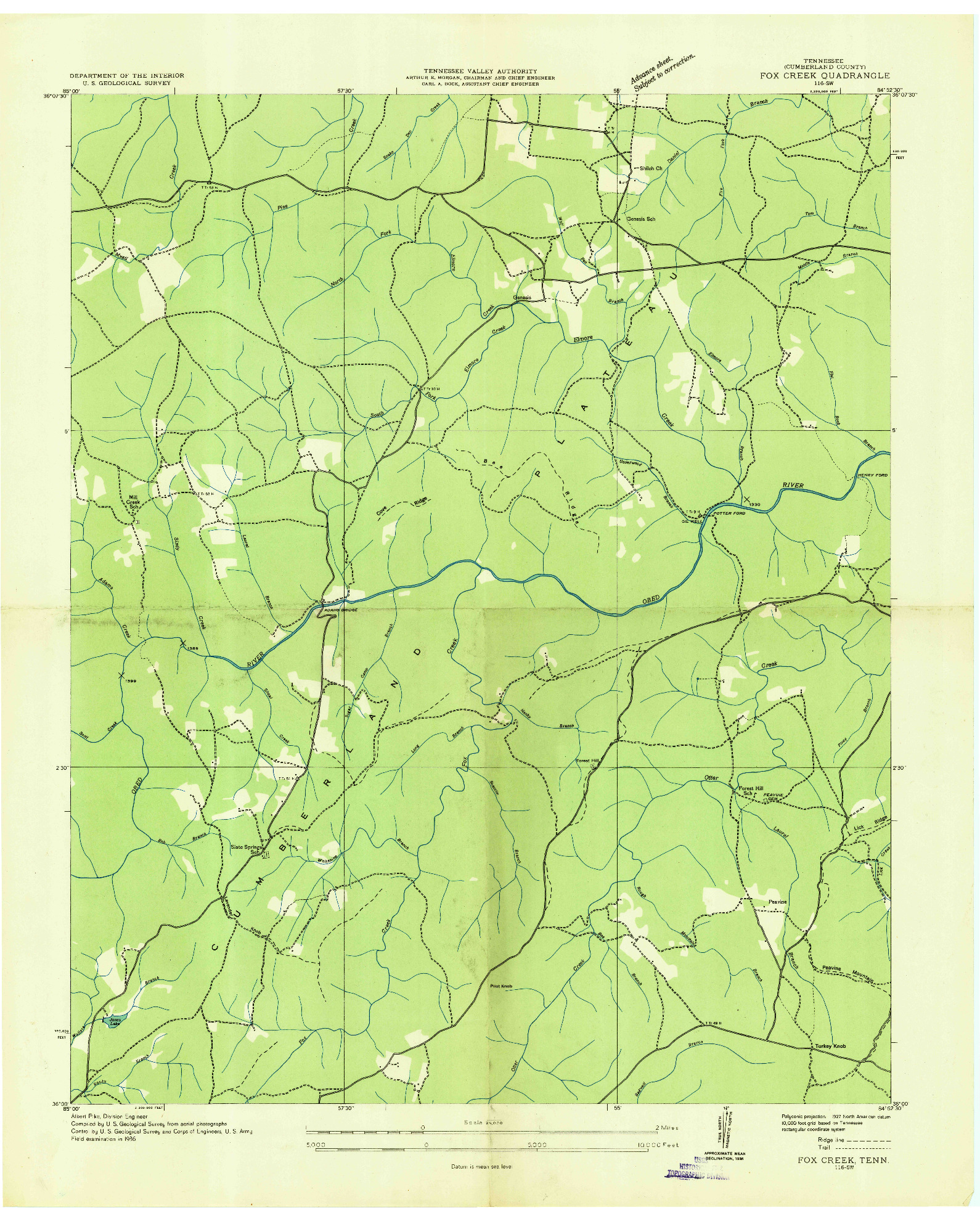 USGS 1:24000-SCALE QUADRANGLE FOR FOX CREEK, TN 1936