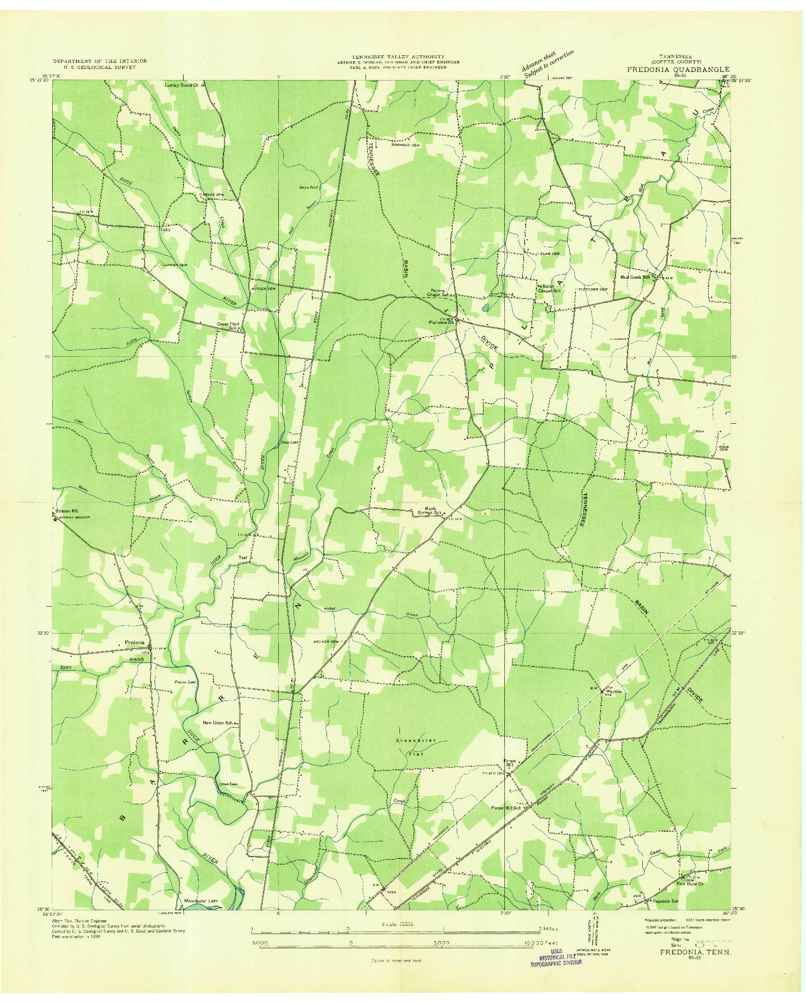 USGS 1:24000-SCALE QUADRANGLE FOR FREDONIA, TN 1936