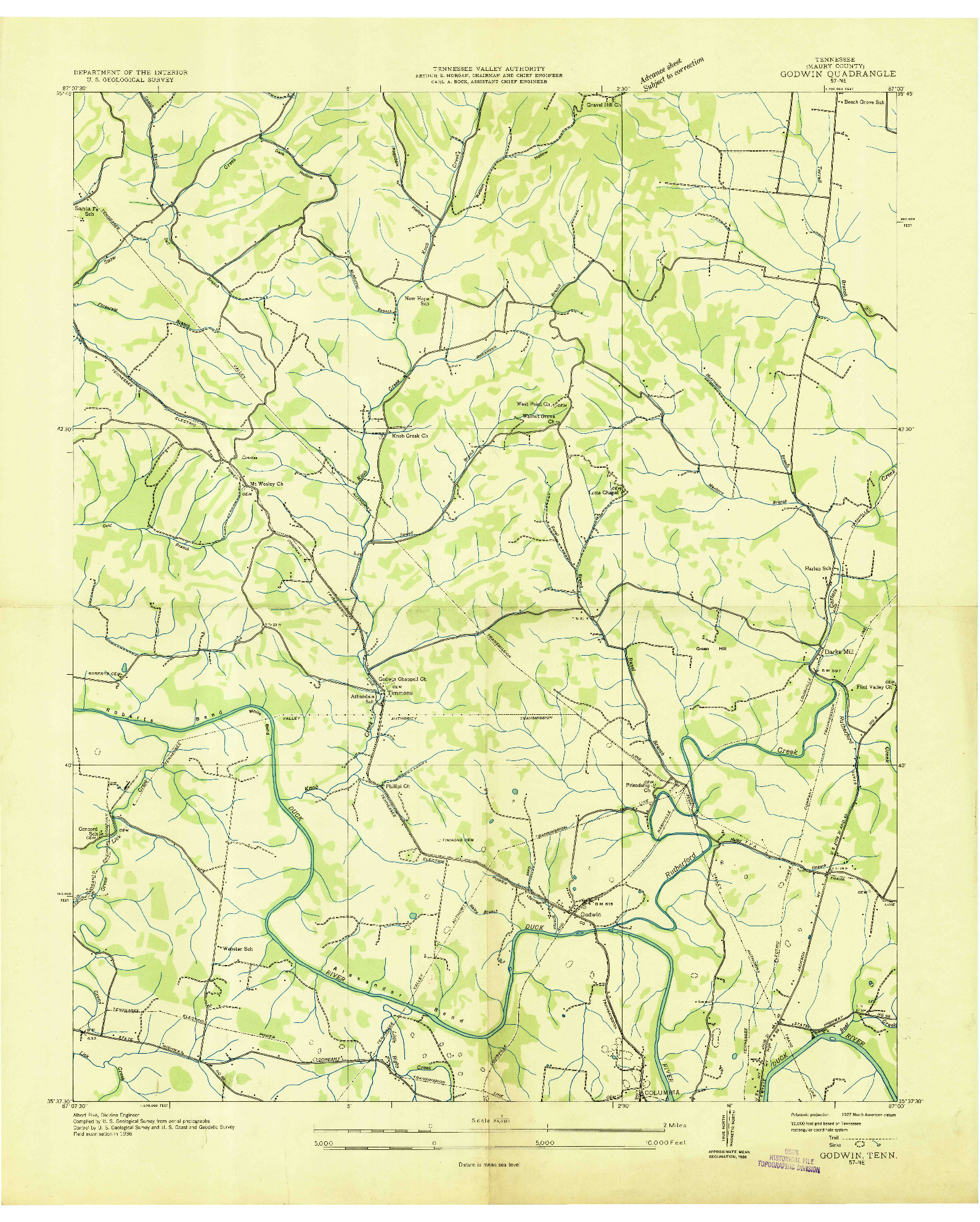 USGS 1:24000-SCALE QUADRANGLE FOR GODWIN, TN 1936
