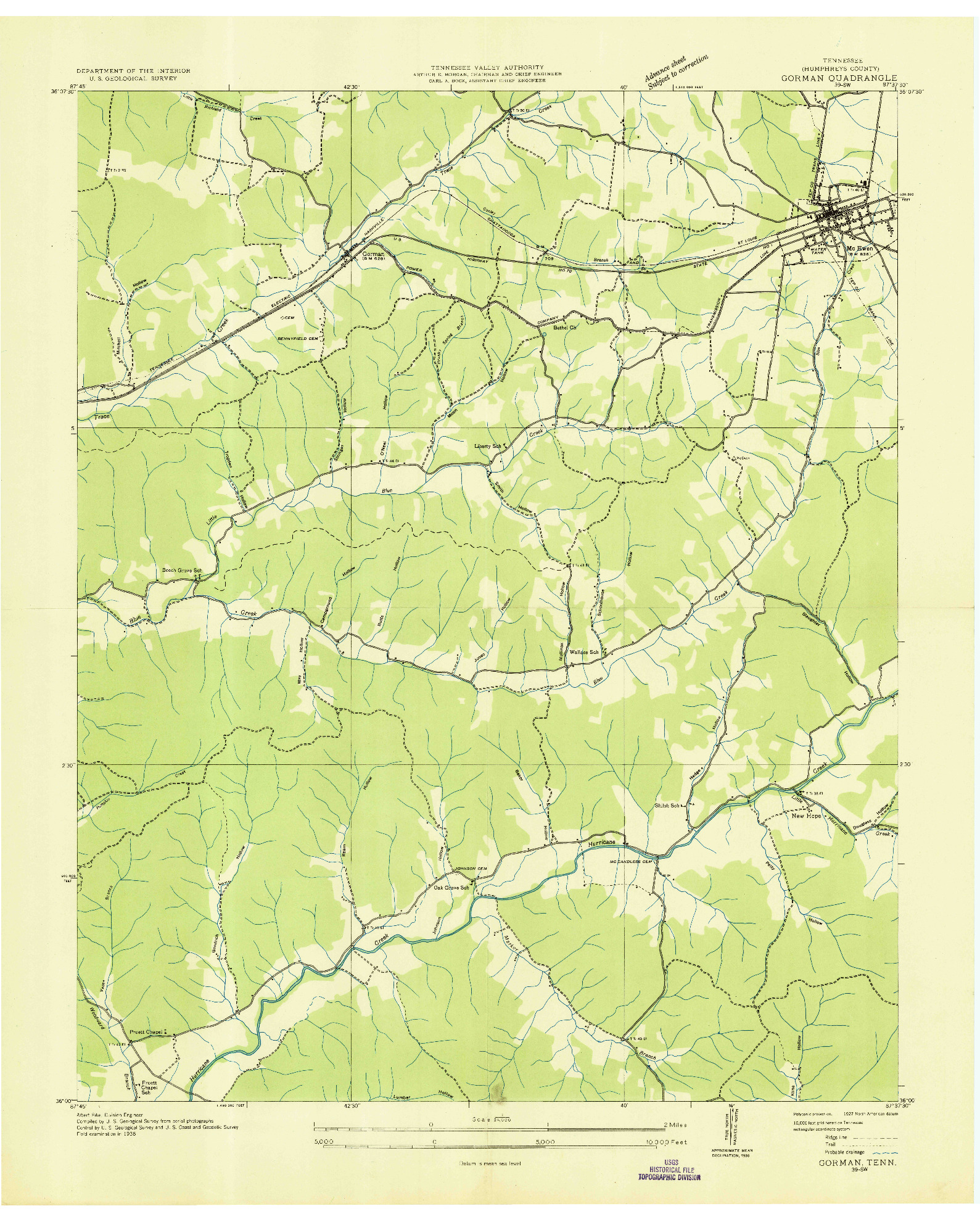 USGS 1:24000-SCALE QUADRANGLE FOR GORMAN, TN 1936