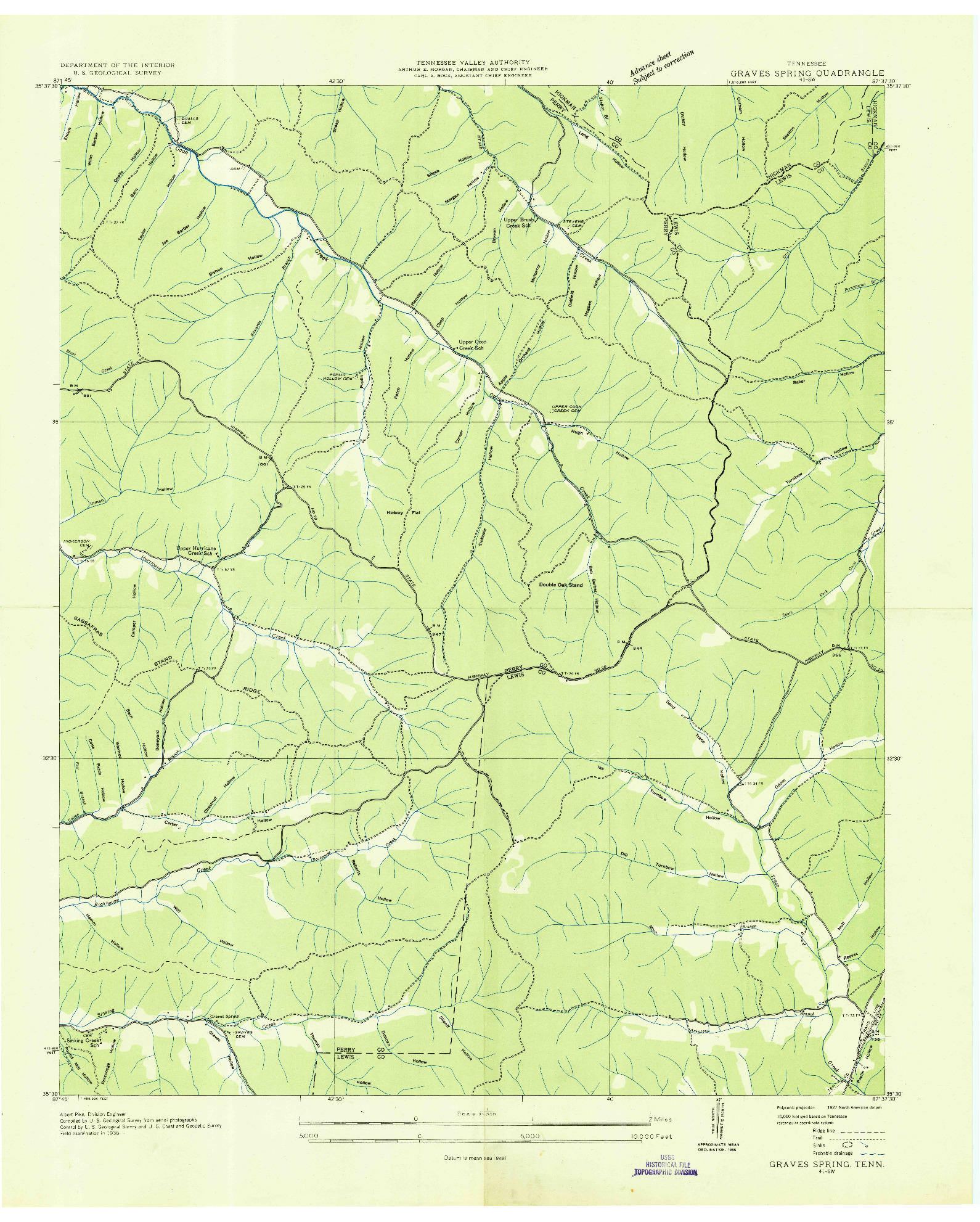 USGS 1:24000-SCALE QUADRANGLE FOR GRAVES SPRING, TN 1936