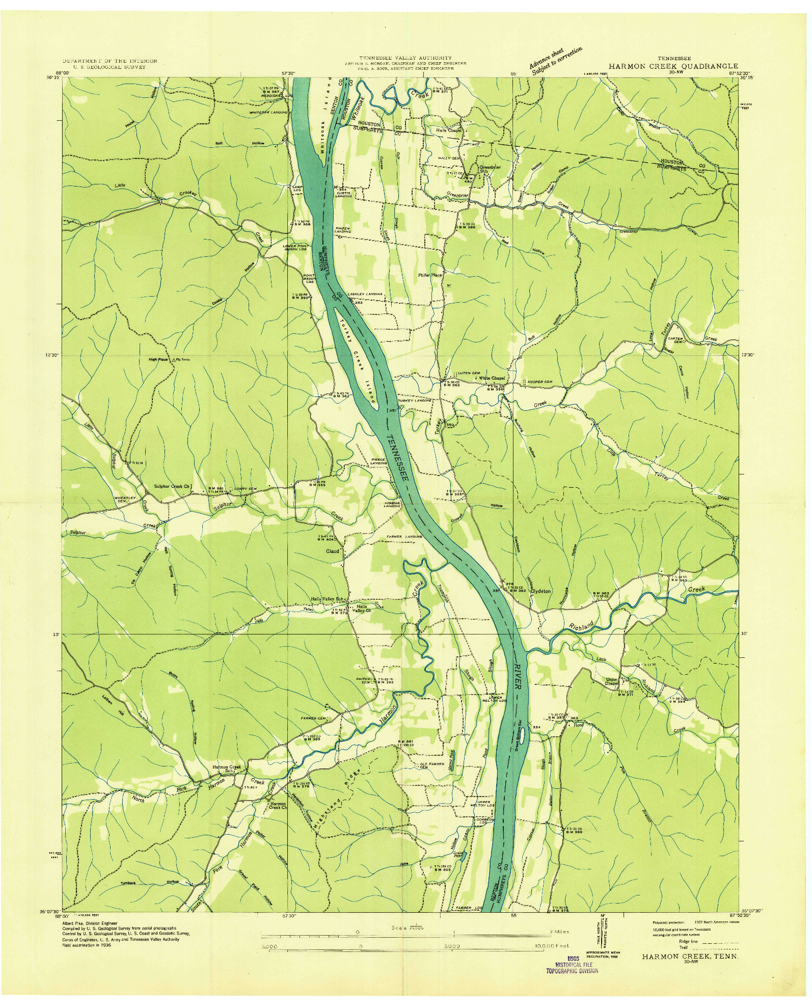 USGS 1:24000-SCALE QUADRANGLE FOR HARMON CREEK, TN 1936
