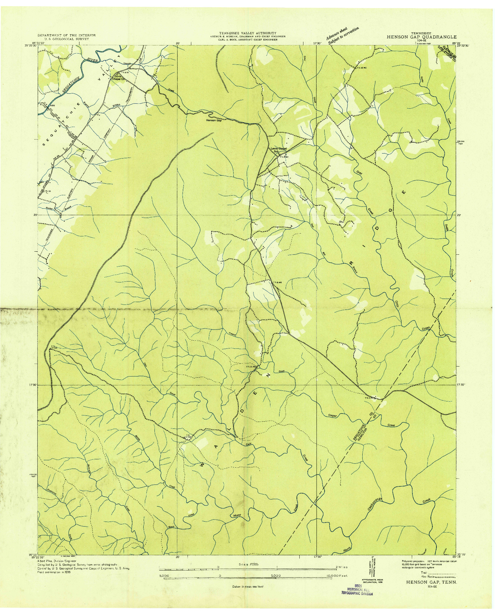 USGS 1:24000-SCALE QUADRANGLE FOR HENSON GAP, TN 1936